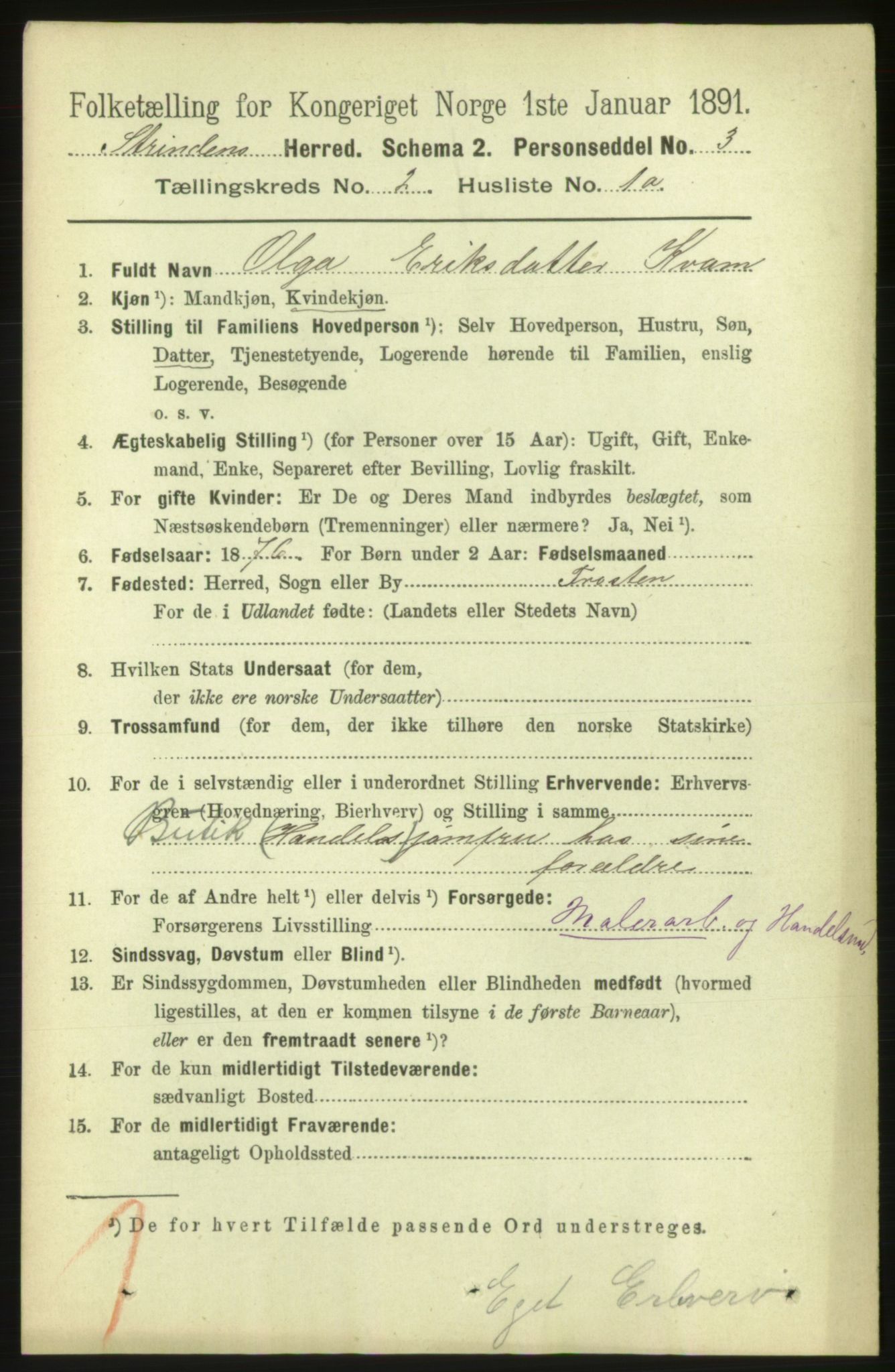 RA, 1891 census for 1660 Strinda, 1891, p. 792