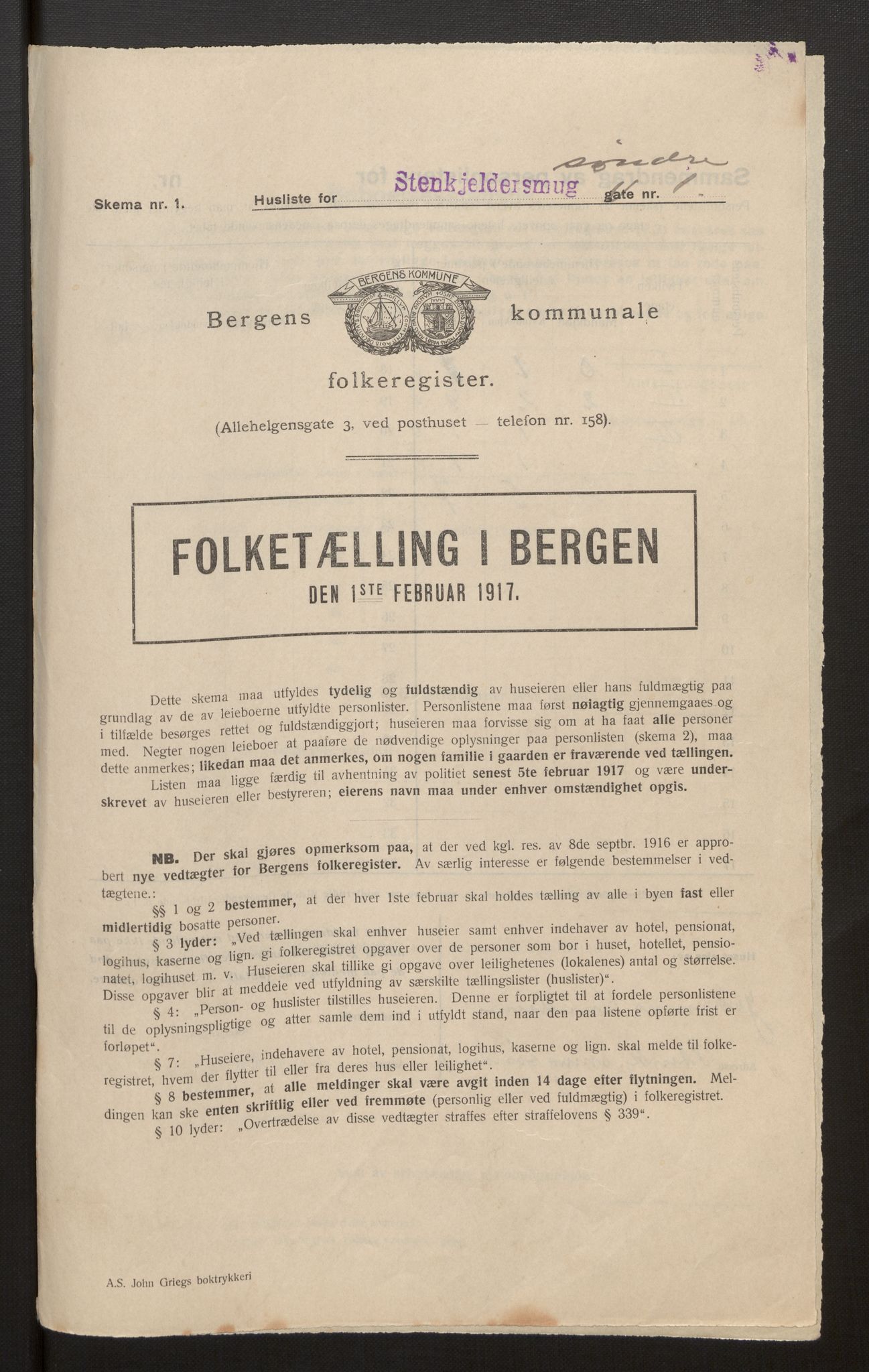 SAB, Municipal Census 1917 for Bergen, 1917, p. 37346