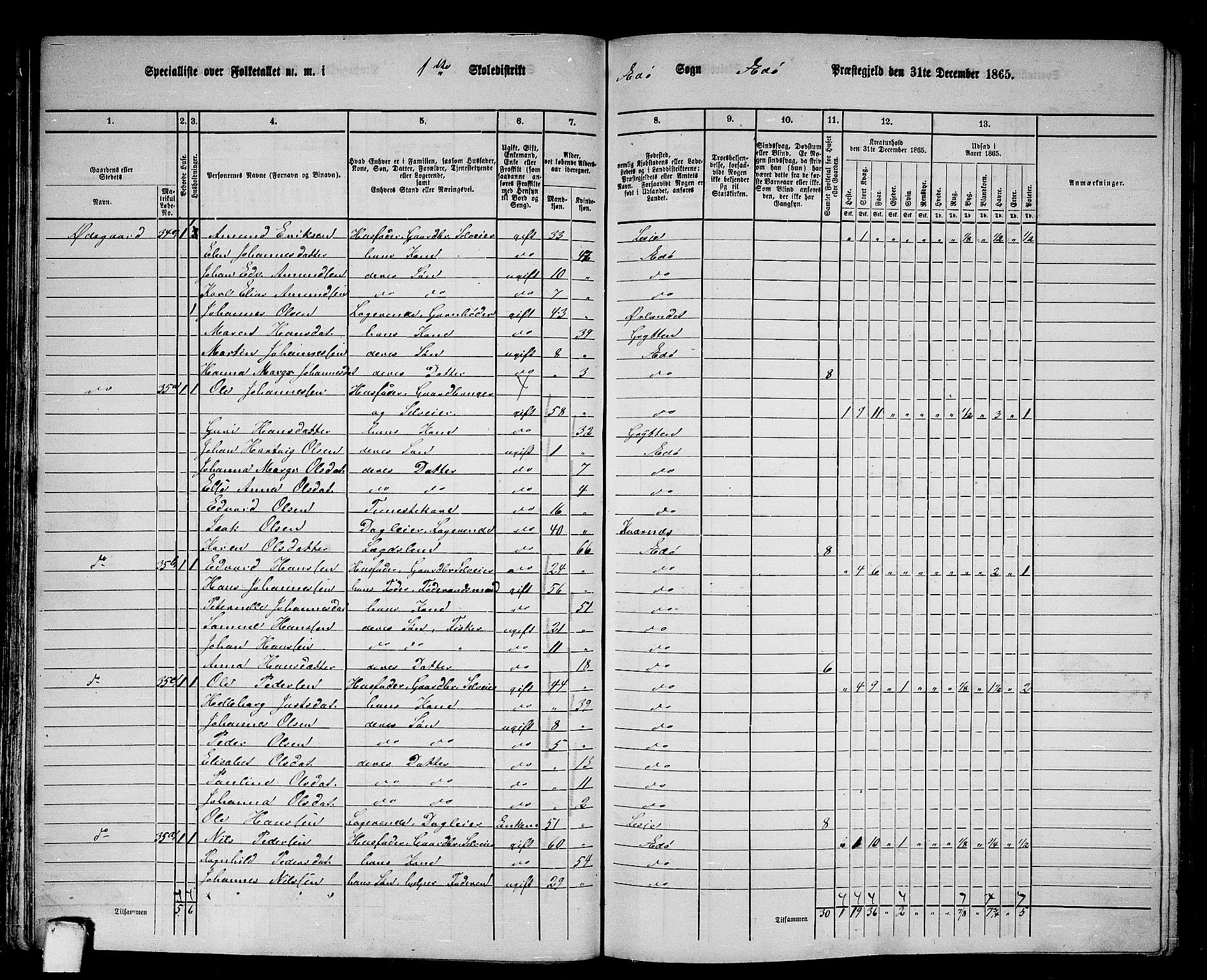 RA, 1865 census for Edøy, 1865, p. 63