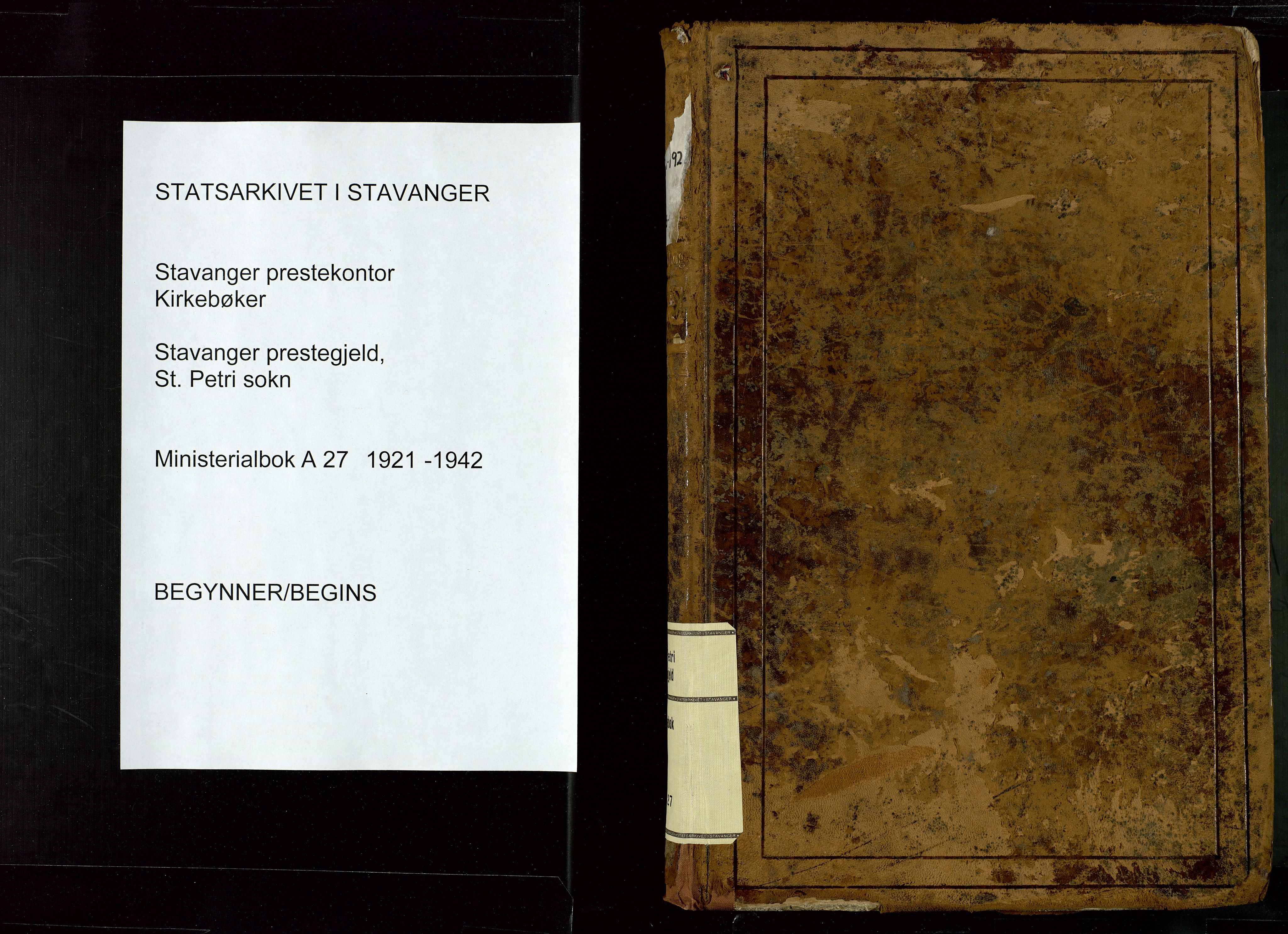 St. Petri sokneprestkontor, SAST/A-101813/002/D/L0002: Parish register (official) no. A 27, 1921-1942