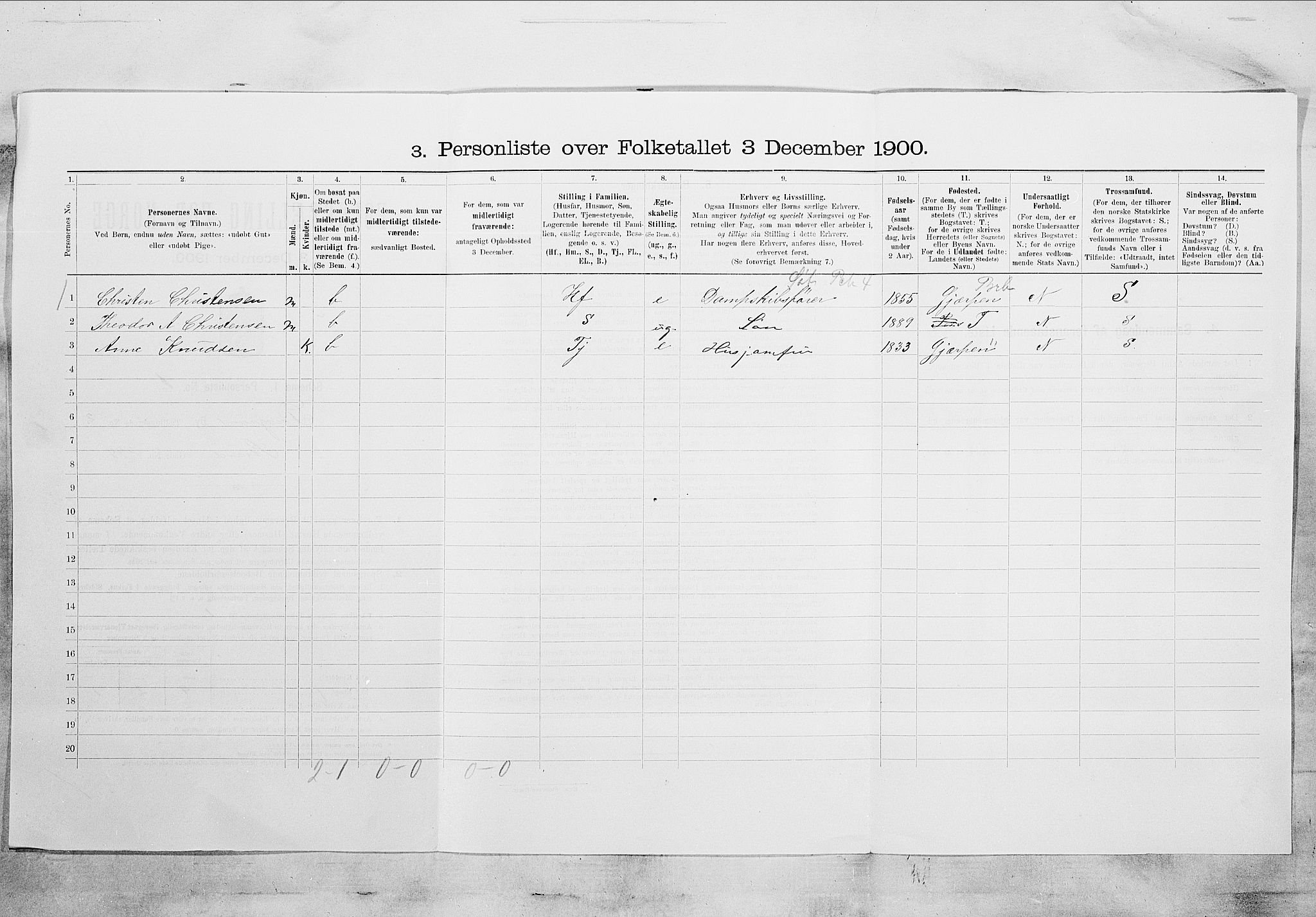 SAKO, 1900 census for Porsgrunn, 1900, p. 329