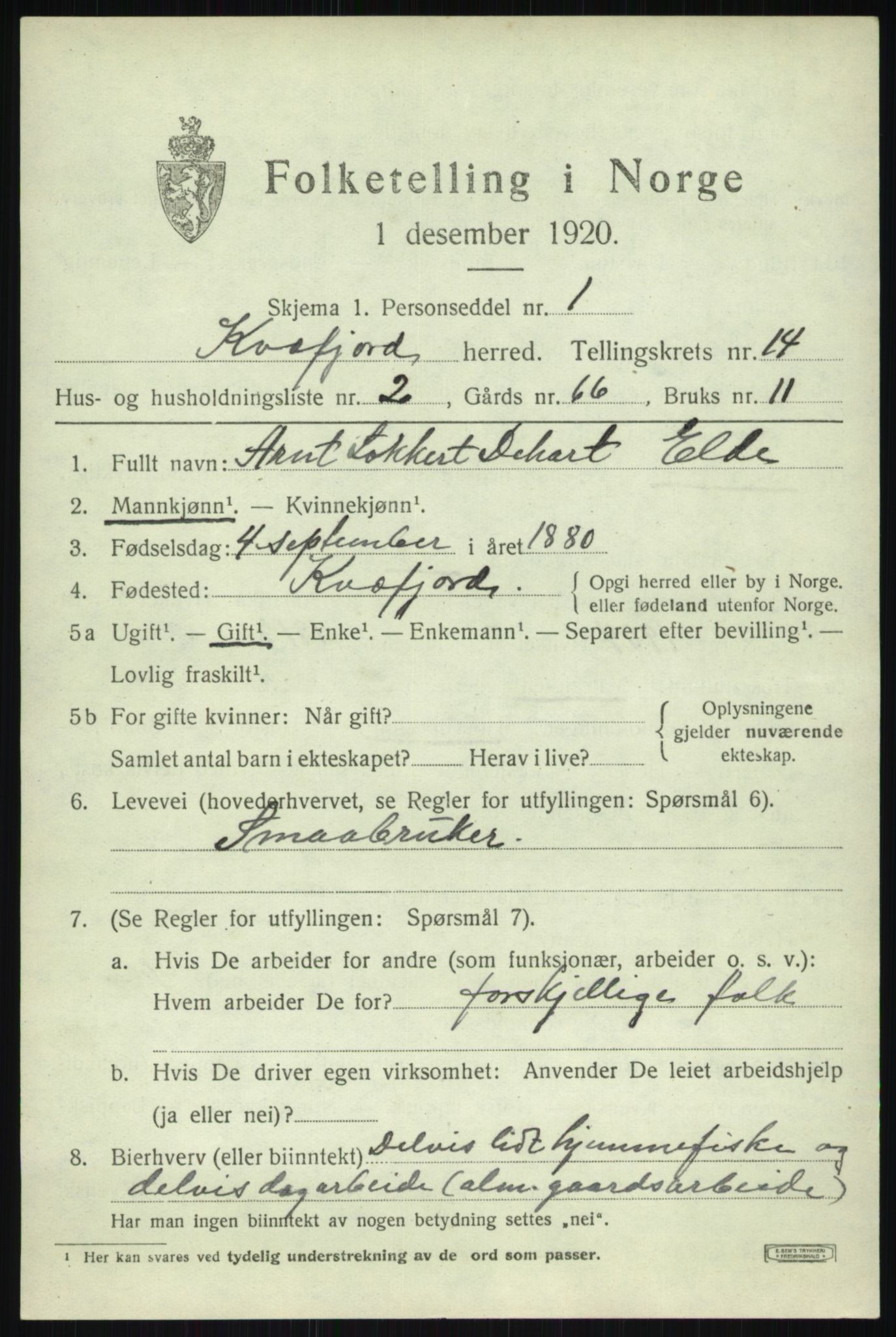 SATØ, 1920 census for Kvæfjord, 1920, p. 6675