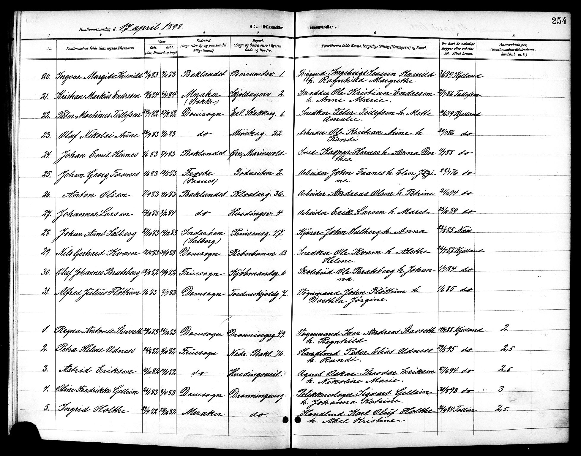 Ministerialprotokoller, klokkerbøker og fødselsregistre - Sør-Trøndelag, SAT/A-1456/601/L0094: Parish register (copy) no. 601C12, 1898-1911, p. 254