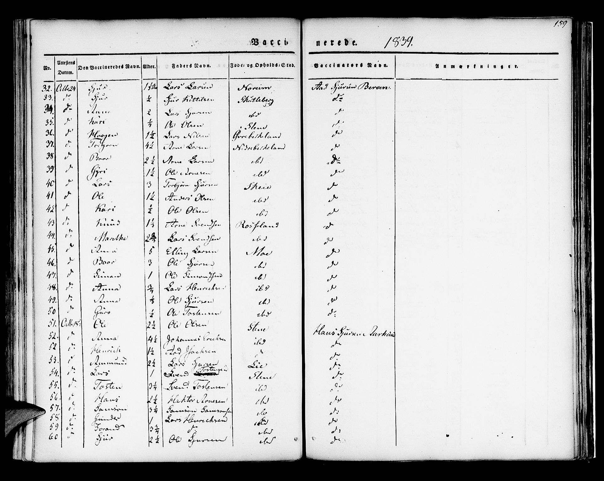 Kvam sokneprestembete, SAB/A-76201/H/Haa: Parish register (official) no. A 7, 1832-1843, p. 159