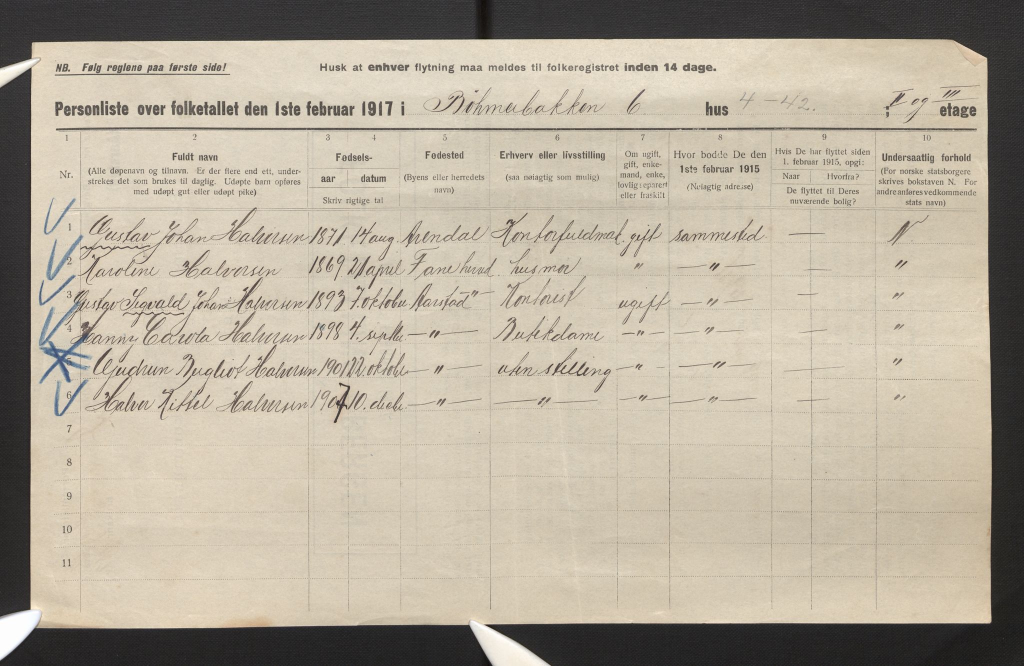 SAB, Municipal Census 1917 for Bergen, 1917, p. 47270