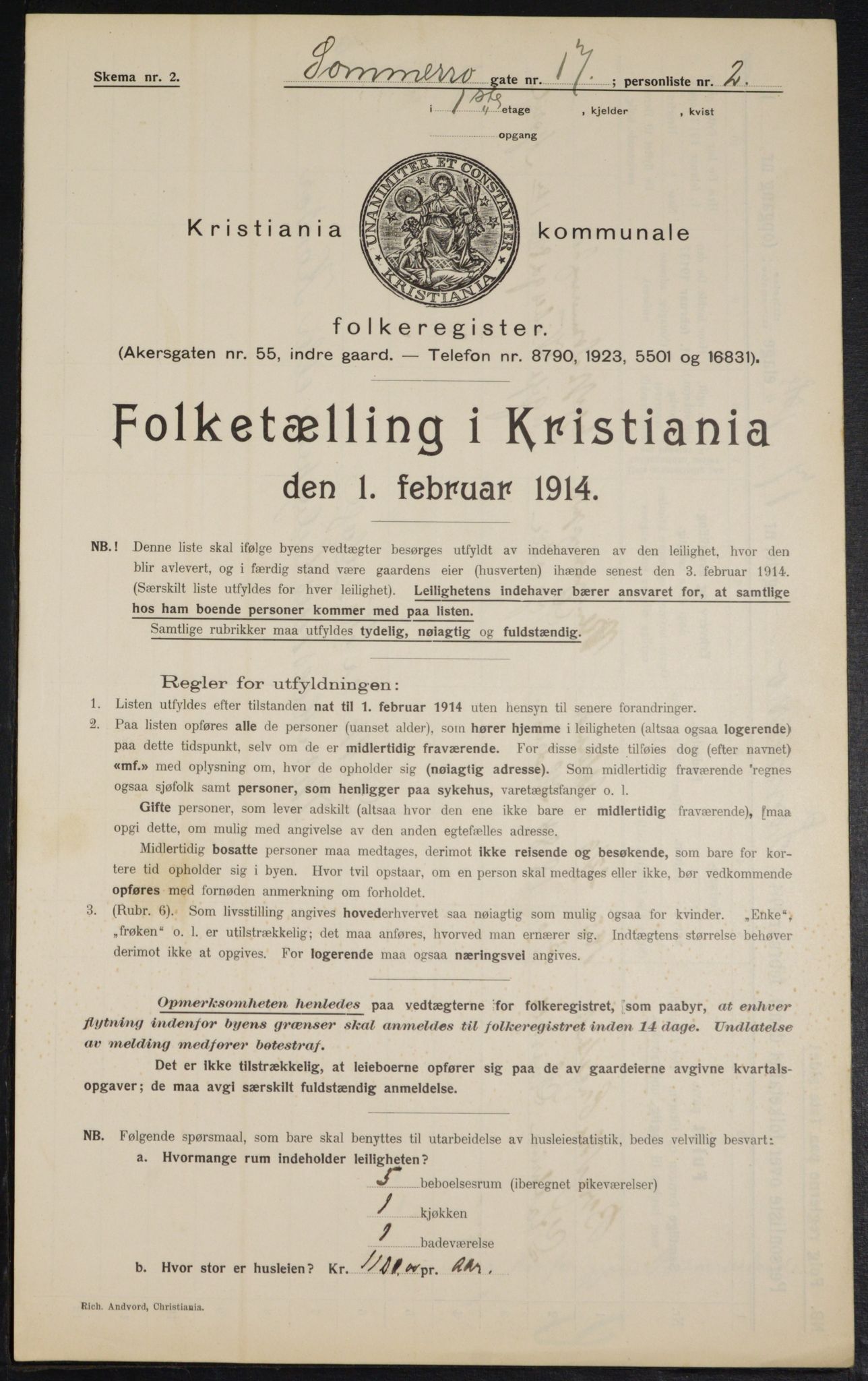 OBA, Municipal Census 1914 for Kristiania, 1914, p. 99599