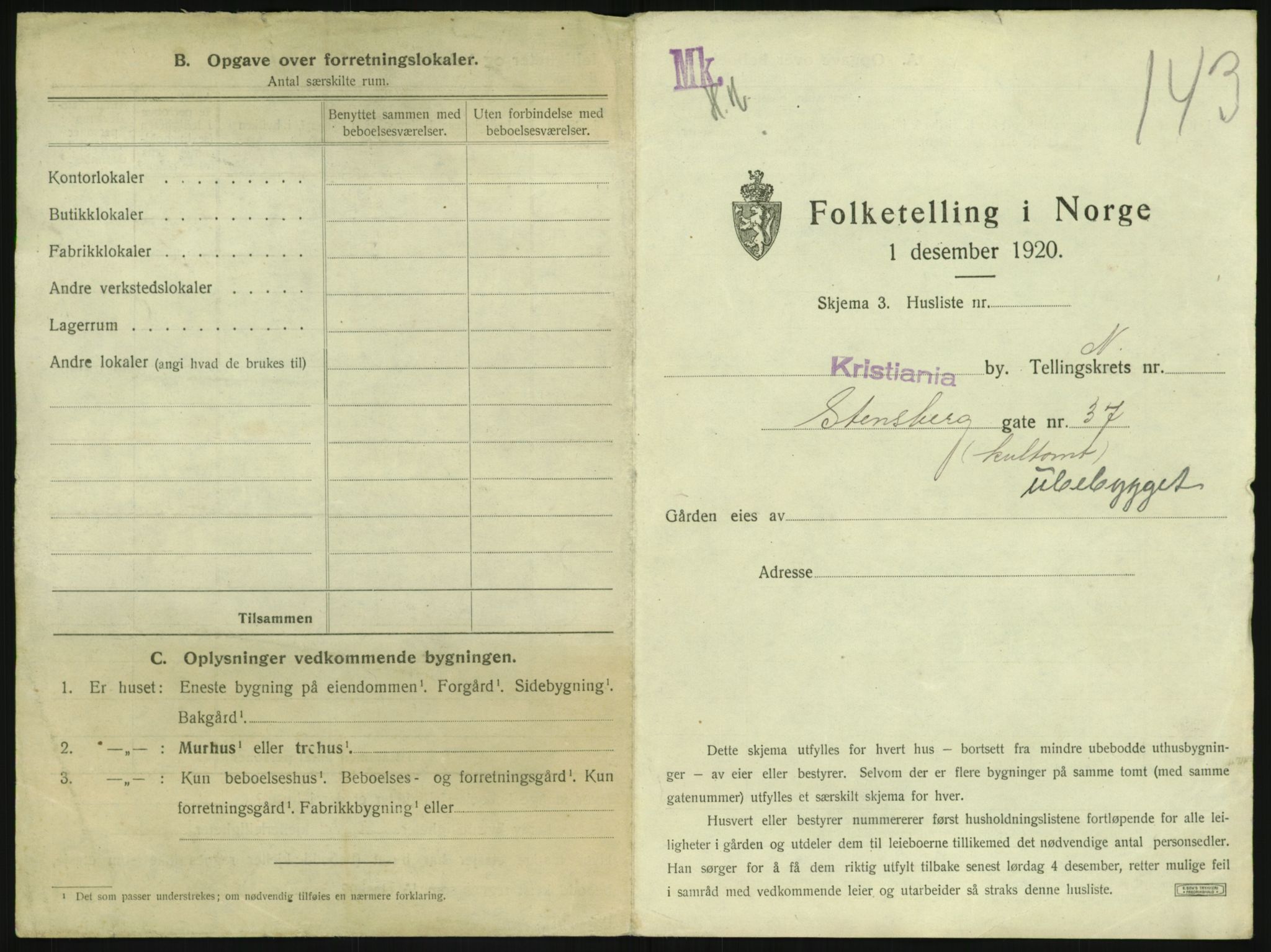 SAO, 1920 census for Kristiania, 1920, p. 103389