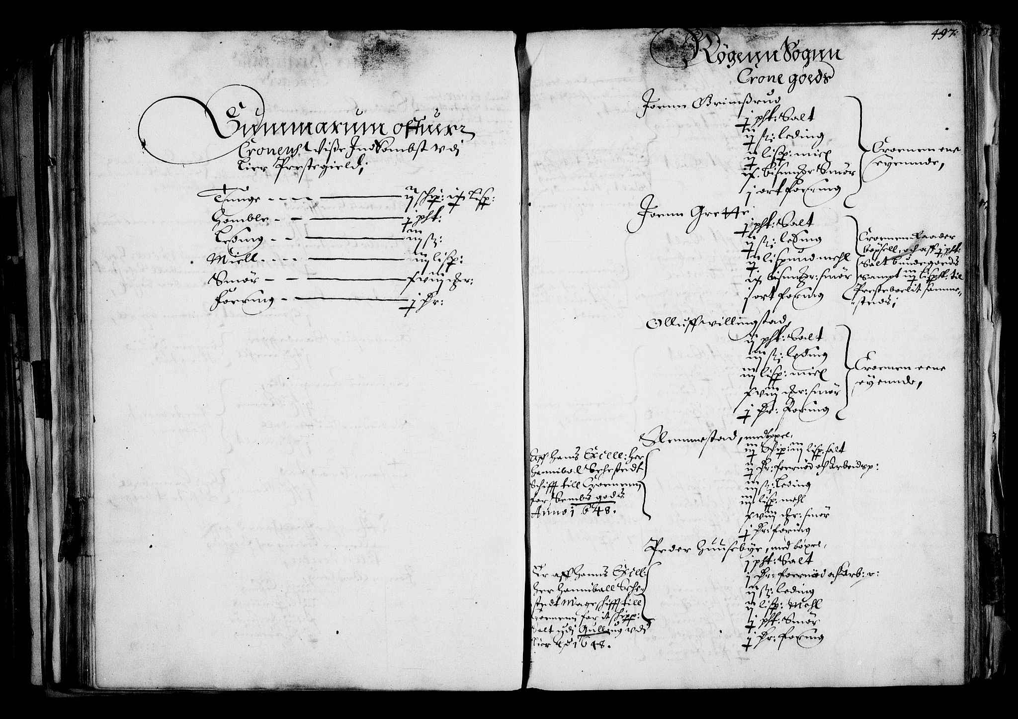 Rentekammeret inntil 1814, Realistisk ordnet avdeling, RA/EA-4070/N/Na/L0001: [XI f]: Akershus stifts jordebok, 1652, p. 496b-497a
