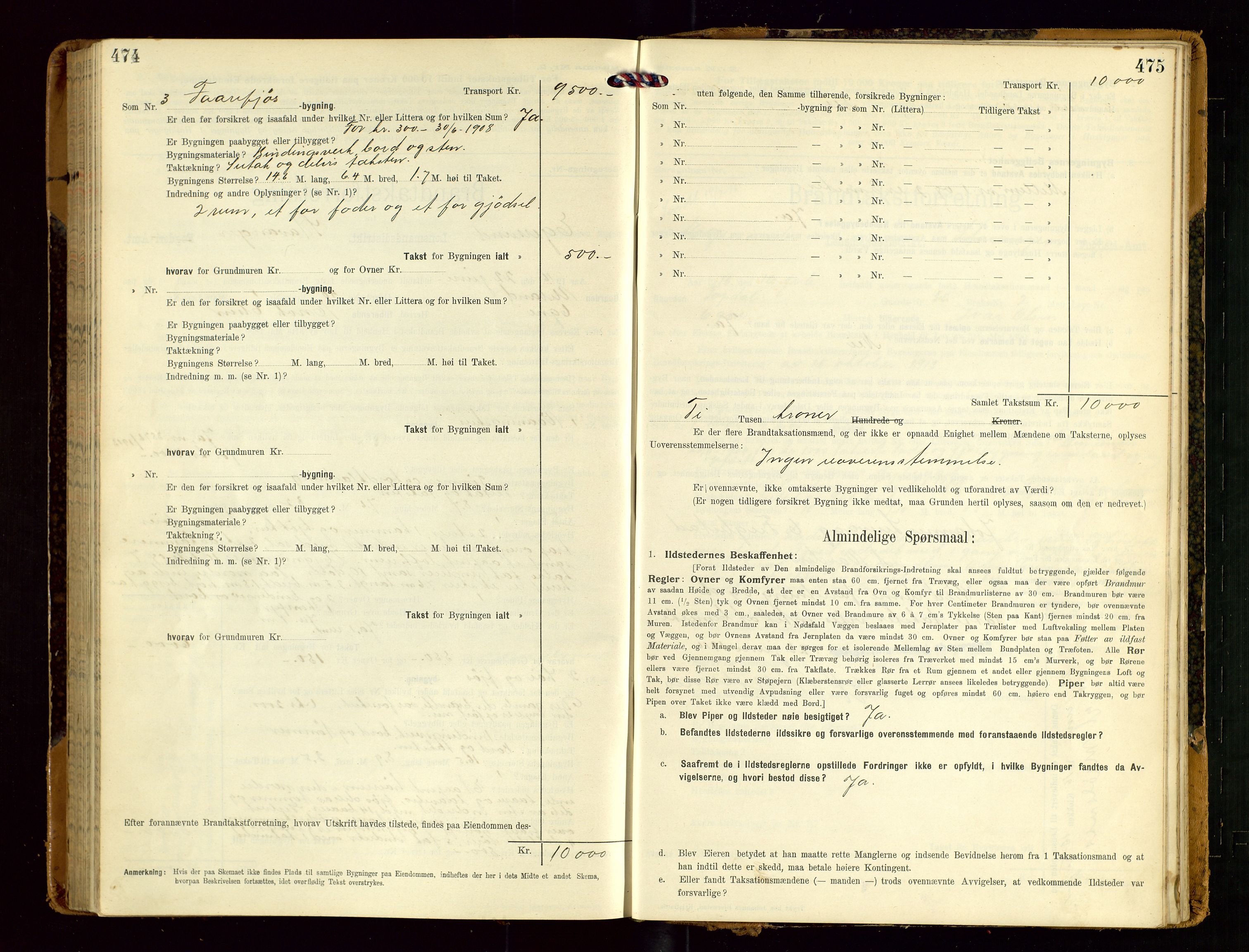 Eigersund lensmannskontor, SAST/A-100171/Gob/L0002: "Brandtakstprotokol", 1910-1916, p. 474-475