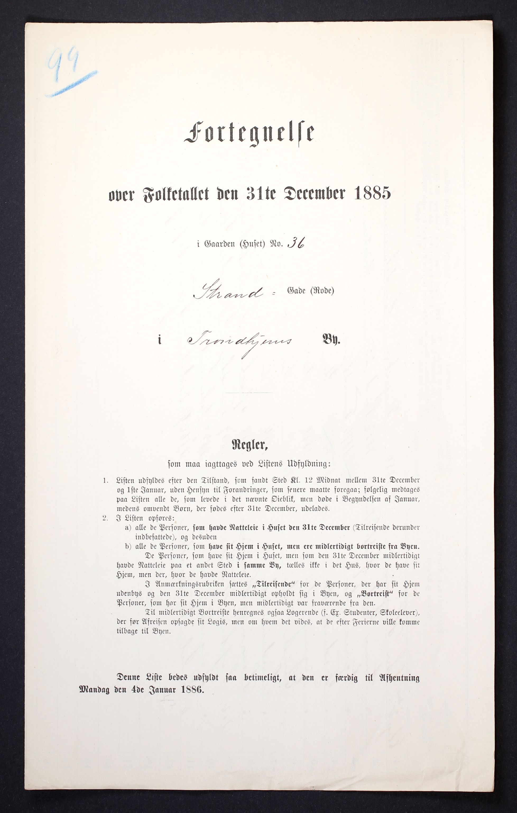 SAT, 1885 census for 1601 Trondheim, 1885, p. 689