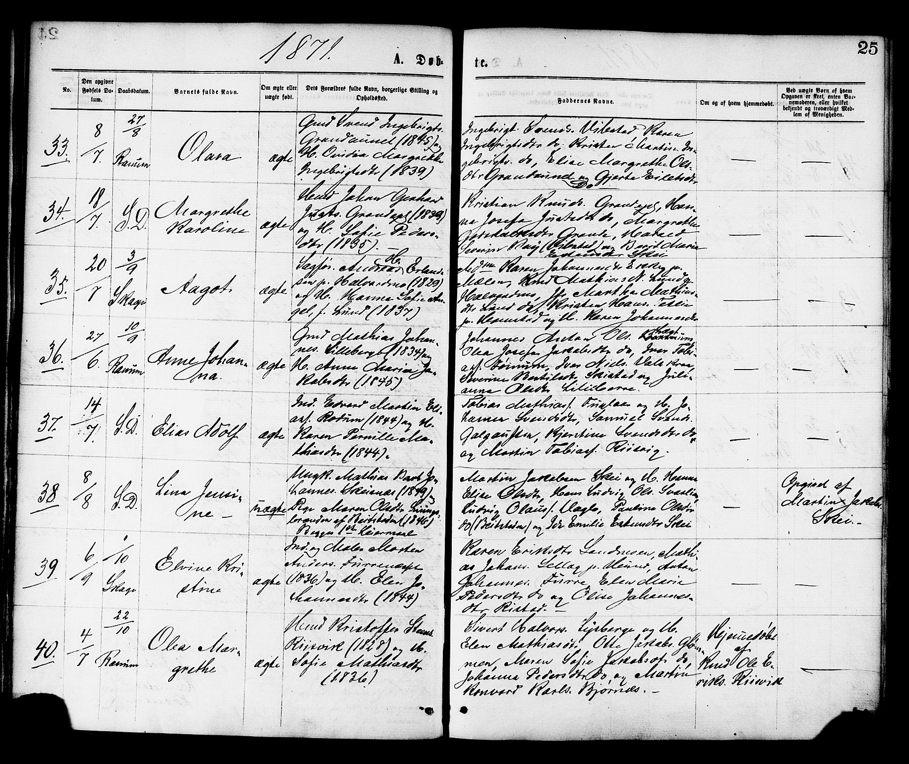 Ministerialprotokoller, klokkerbøker og fødselsregistre - Nord-Trøndelag, SAT/A-1458/764/L0554: Parish register (official) no. 764A09, 1867-1880, p. 25