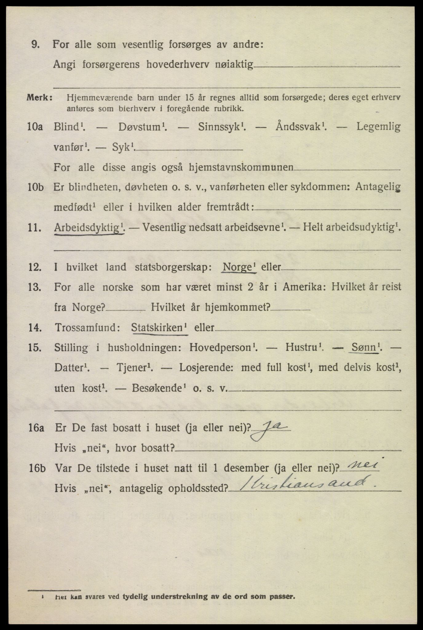 SAK, 1920 census for Oddernes, 1920, p. 7434