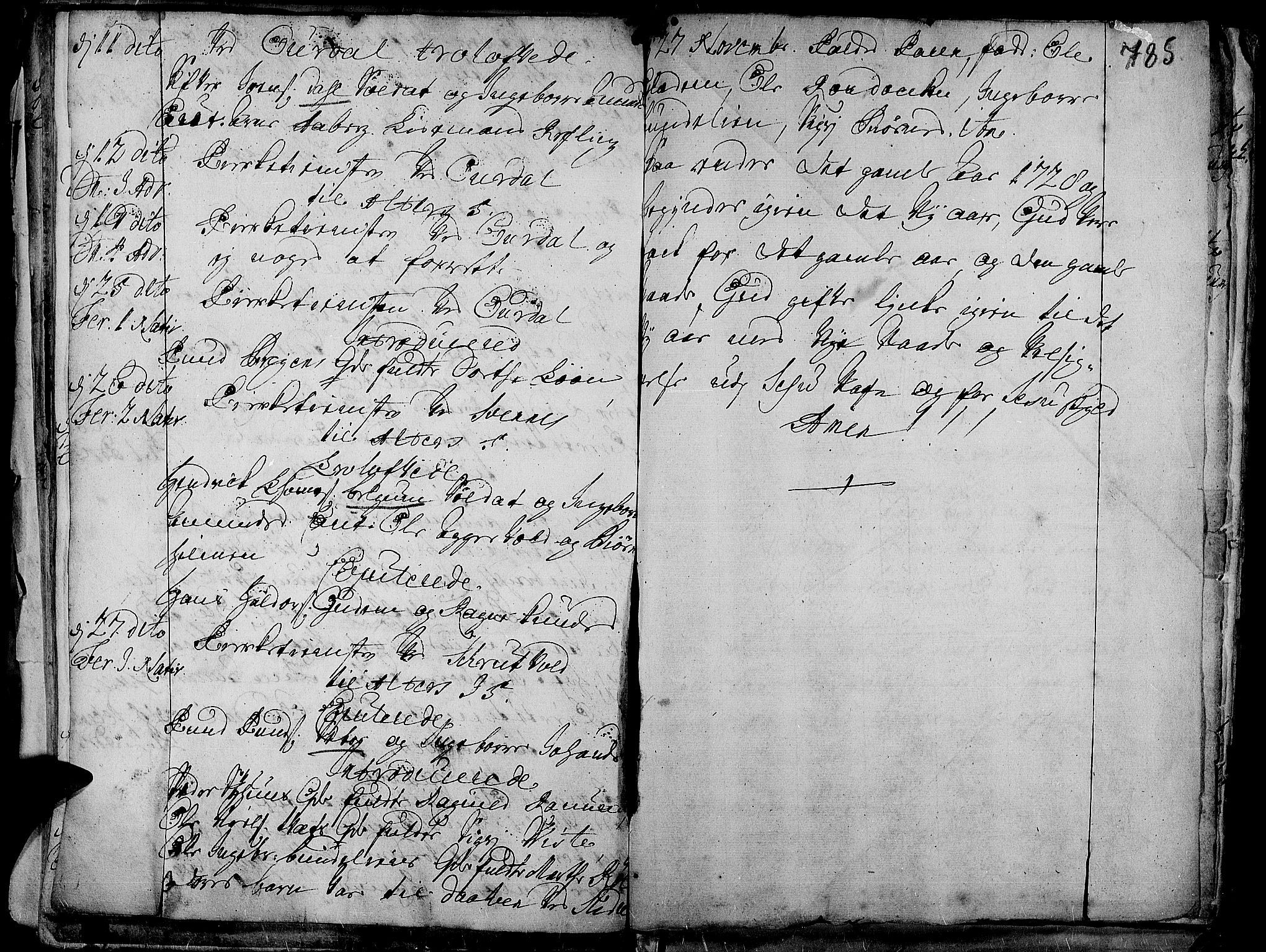 Aurdal prestekontor, AV/SAH-PREST-126/H/Ha/Haa/L0001: Parish register (official) no. 1-3, 1692-1730, p. 785