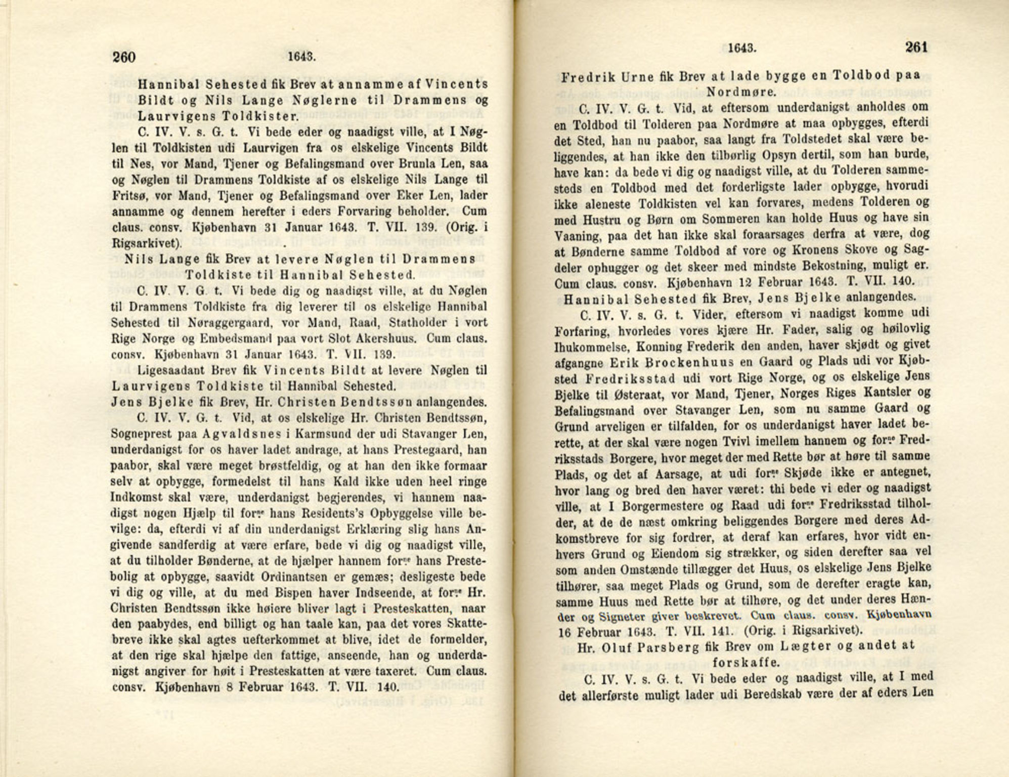 Publikasjoner utgitt av Det Norske Historiske Kildeskriftfond, PUBL/-/-/-: Norske Rigs-Registranter, bind 8, 1641-1648, p. 260-261