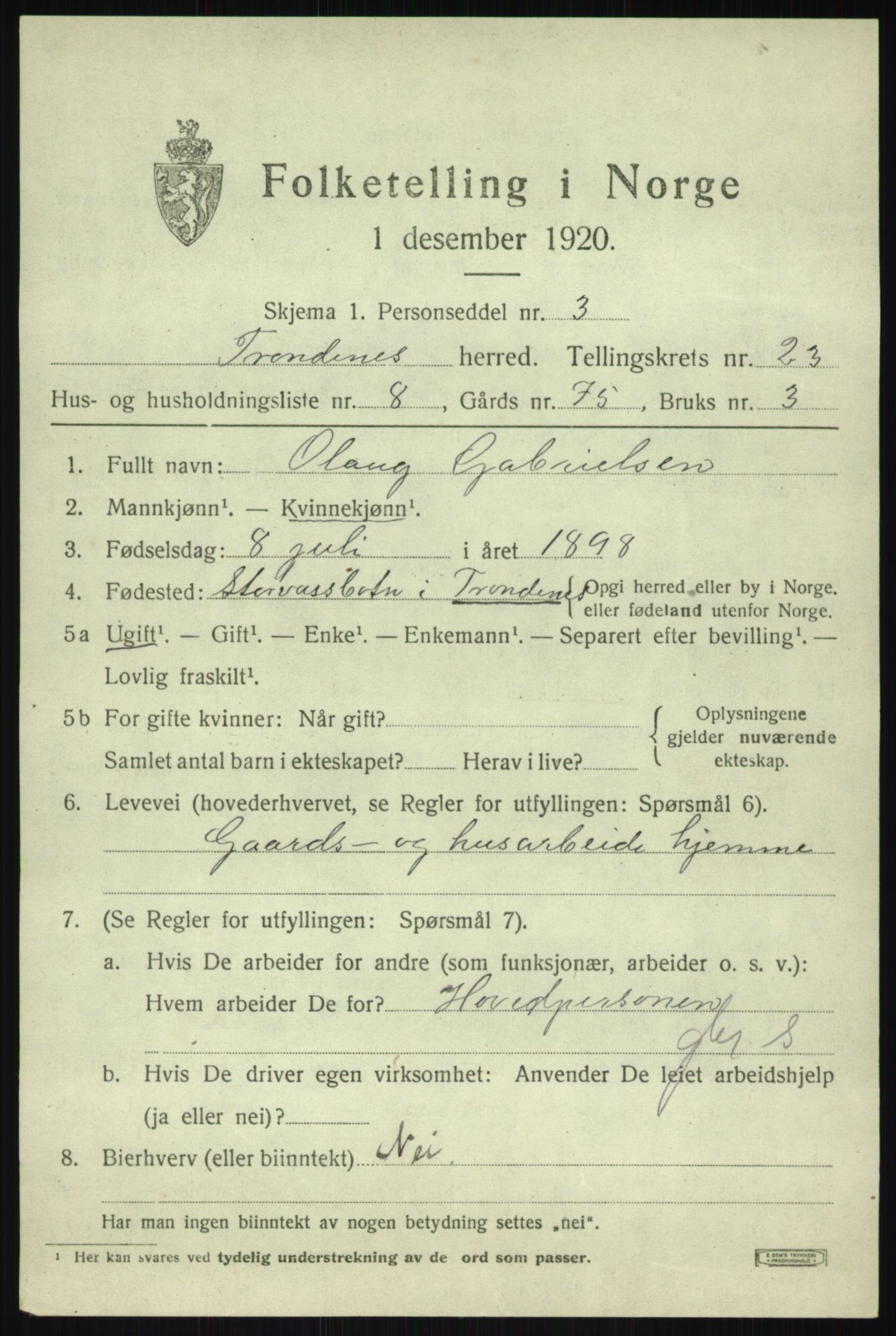 SATØ, 1920 census for Trondenes, 1920, p. 17970