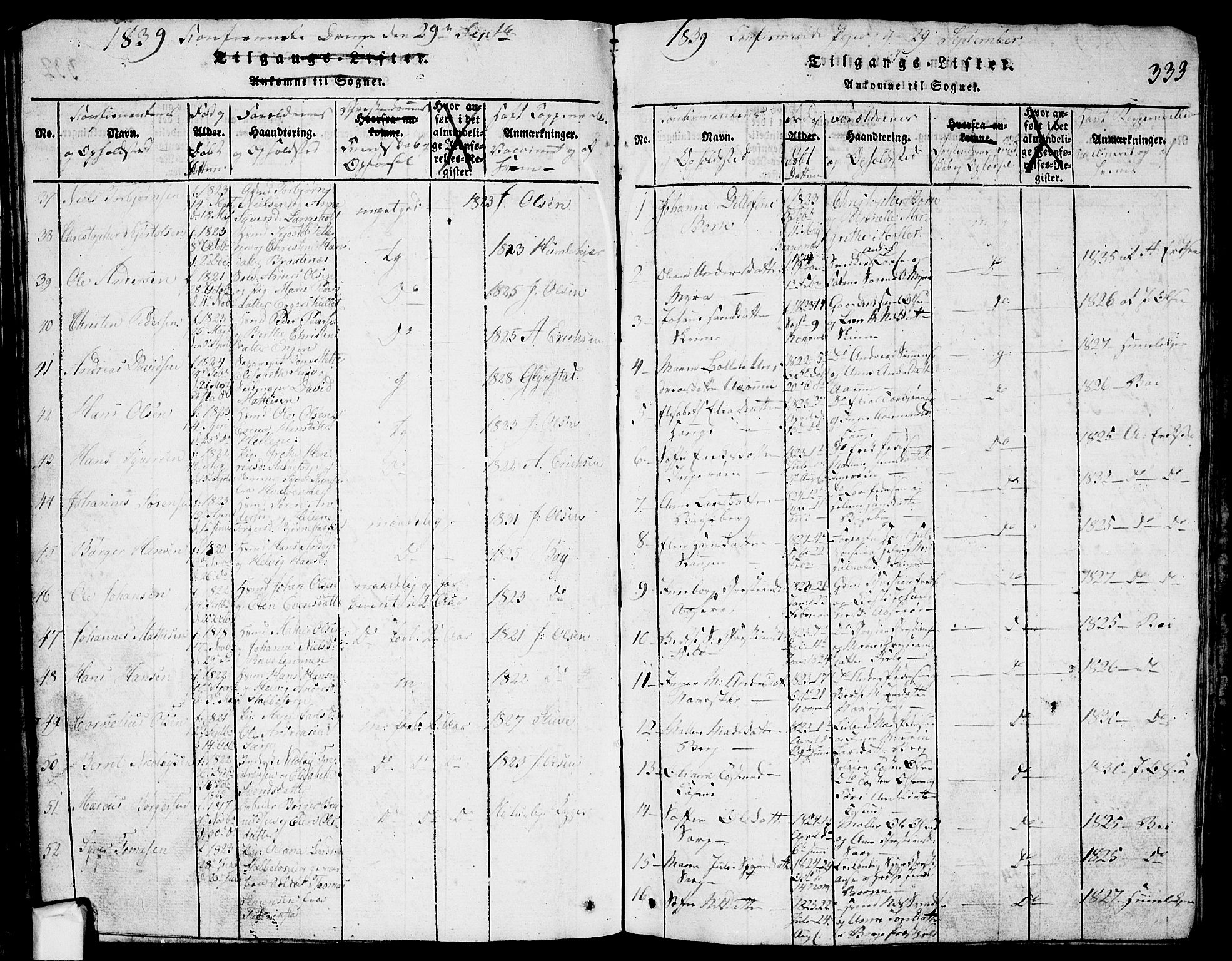 Skjeberg prestekontor Kirkebøker, AV/SAO-A-10923/G/Ga/L0001: Parish register (copy) no. I 1, 1815-1830, p. 333