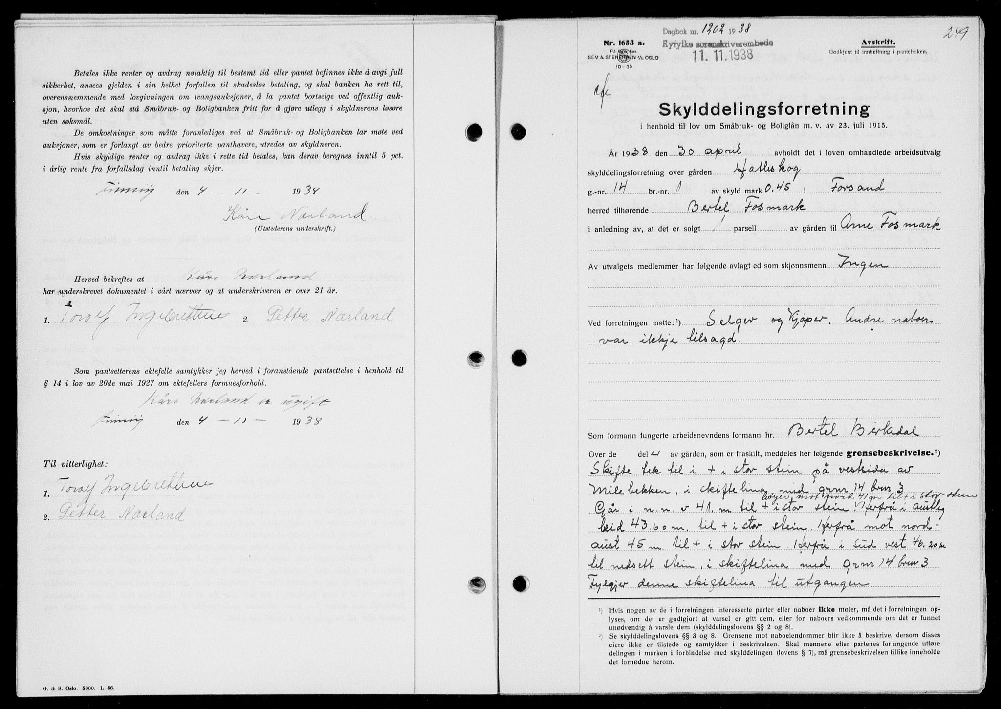Ryfylke tingrett, SAST/A-100055/001/II/IIB/L0078: Mortgage book no. 57, 1938-1938, Diary no: : 1202/1938