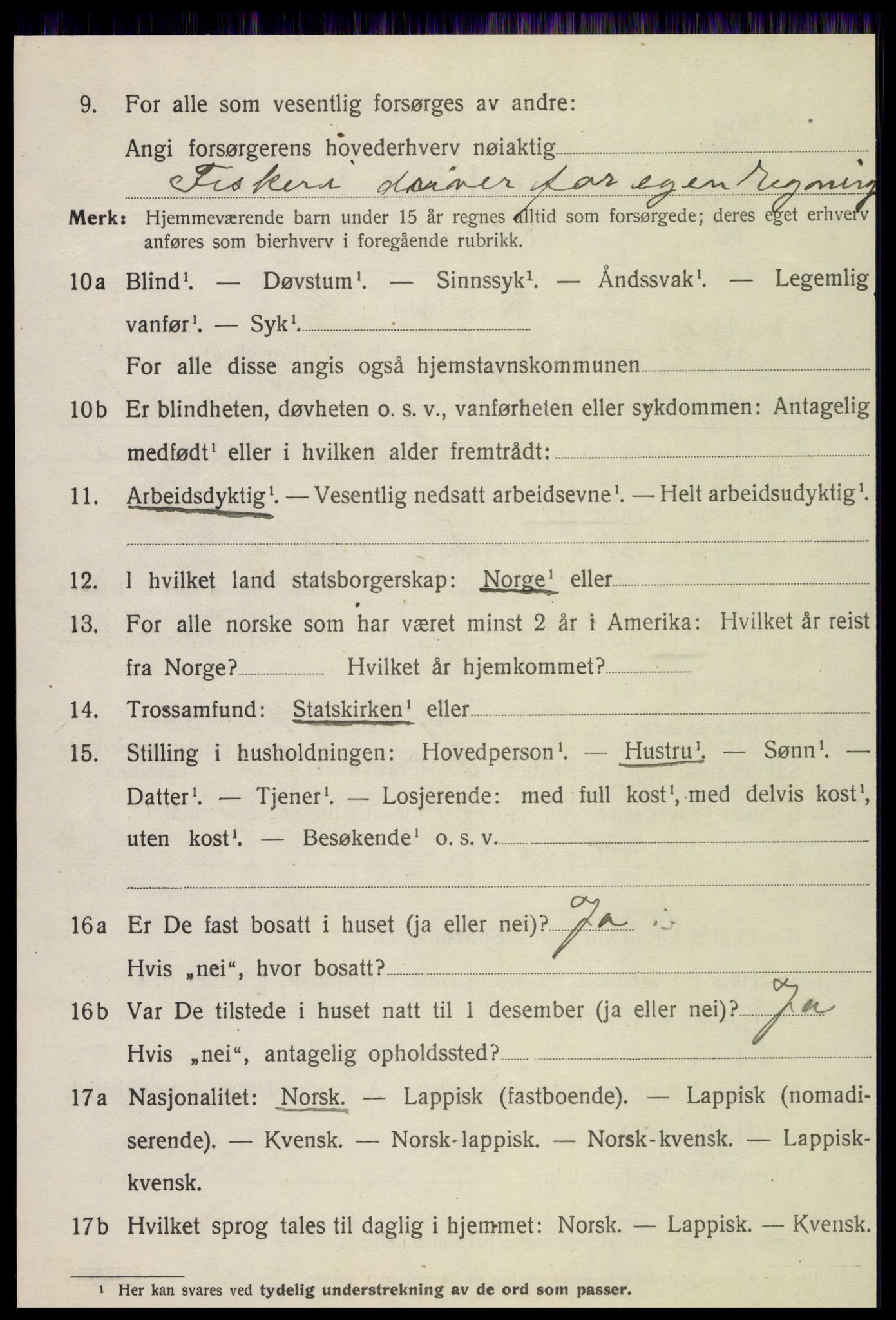 SAT, 1920 census for Vikna, 1920, p. 5990