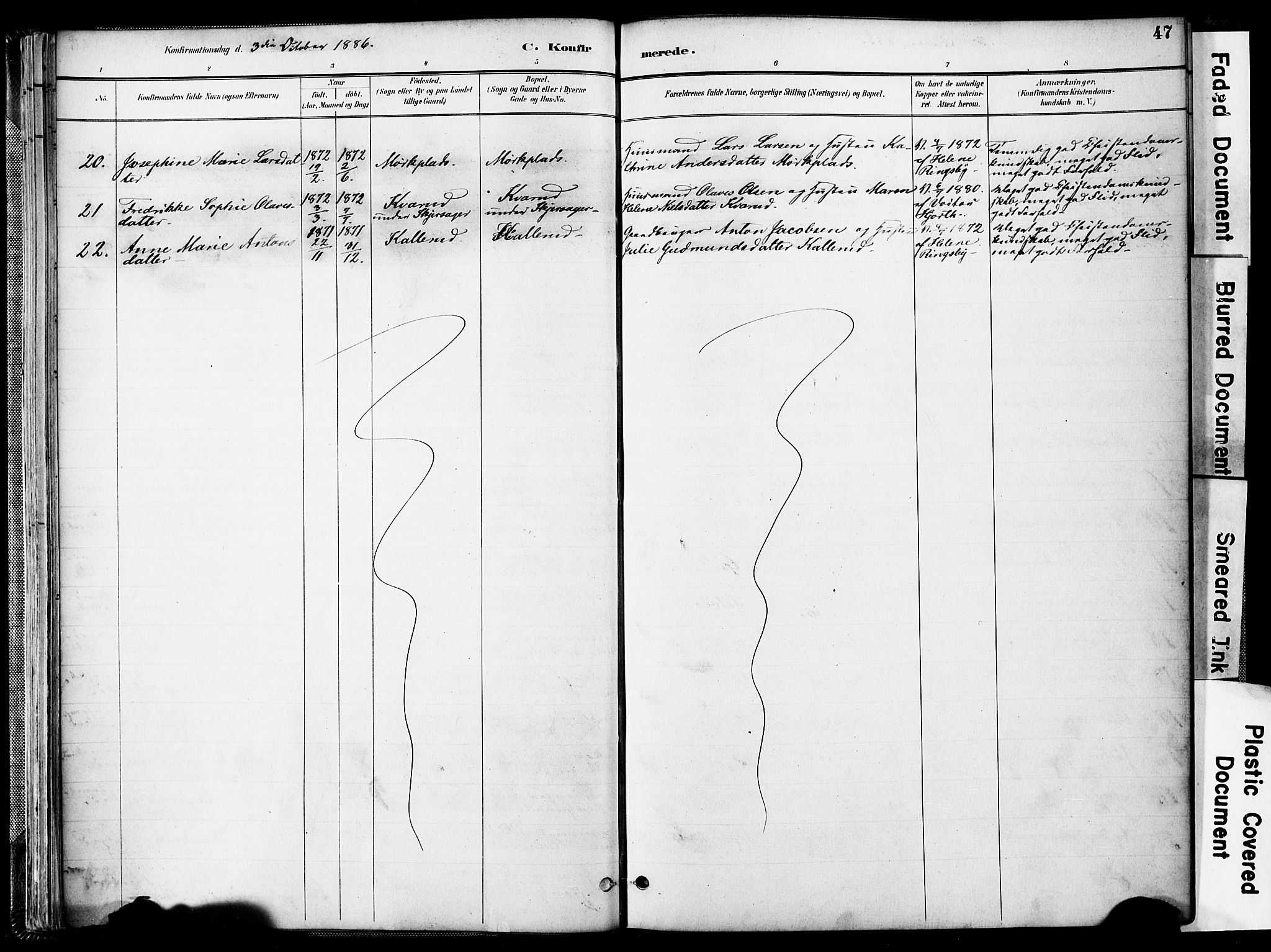 Spydeberg prestekontor Kirkebøker, AV/SAO-A-10924/F/Fa/L0008: Parish register (official) no. I 8, 1886-1900, p. 47