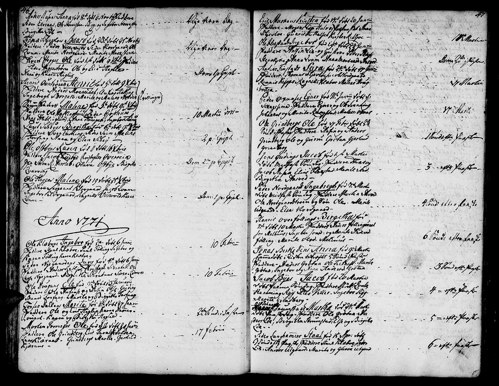 Ministerialprotokoller, klokkerbøker og fødselsregistre - Nord-Trøndelag, SAT/A-1458/746/L0440: Parish register (official) no. 746A02, 1760-1815, p. 46-47