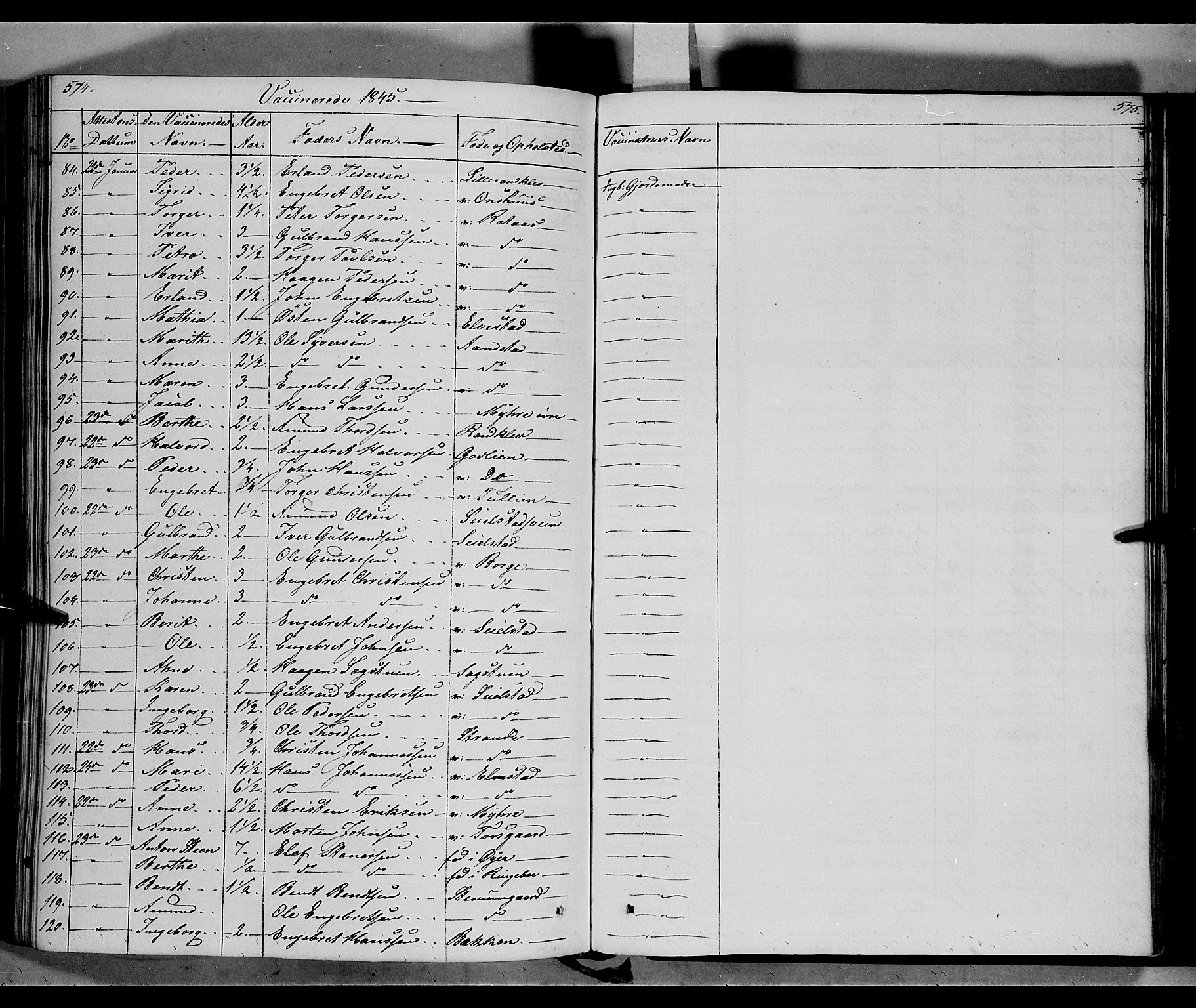 Ringebu prestekontor, AV/SAH-PREST-082/H/Ha/Haa/L0005: Parish register (official) no. 5, 1839-1848, p. 574-575