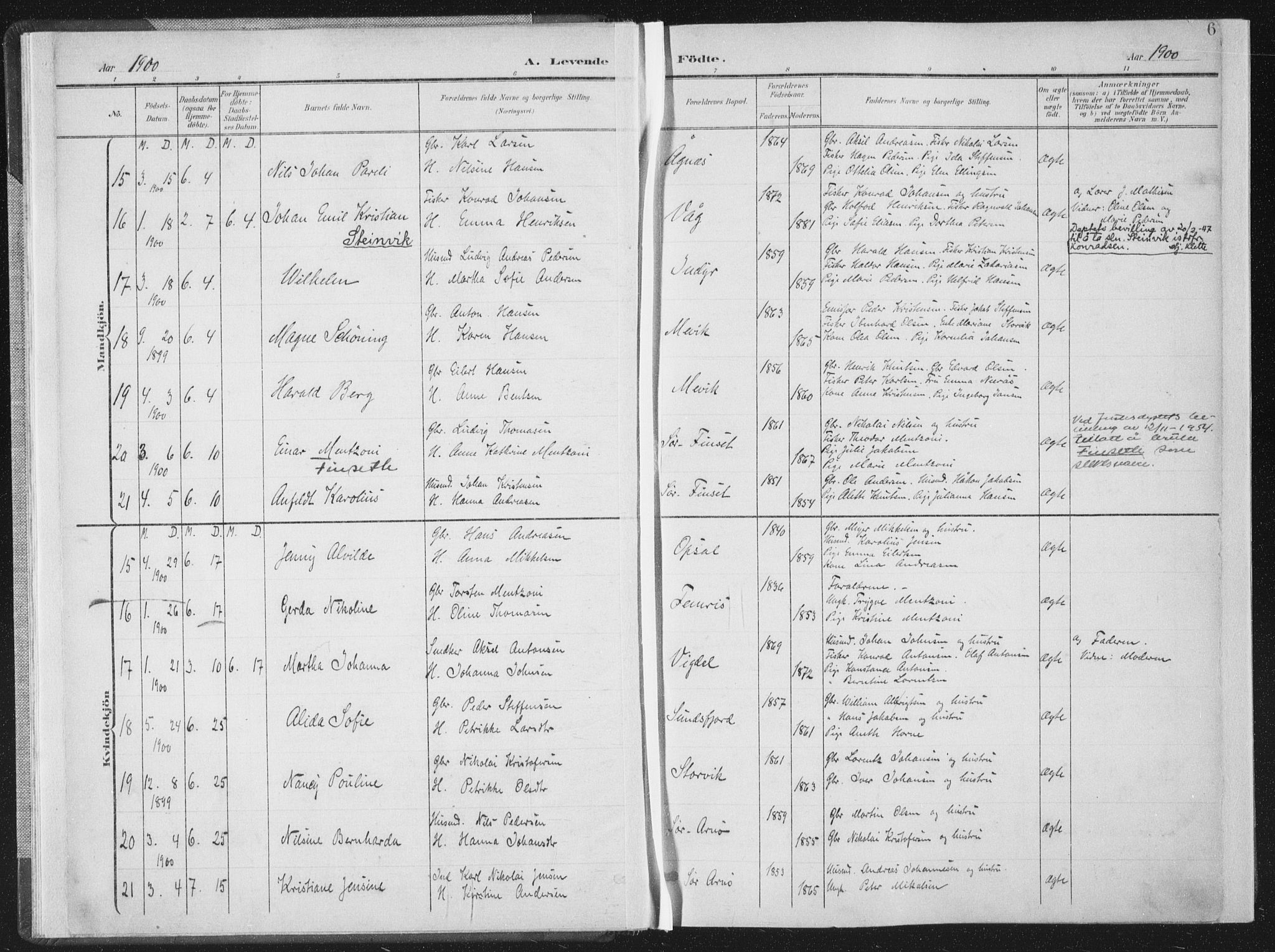 Ministerialprotokoller, klokkerbøker og fødselsregistre - Nordland, SAT/A-1459/805/L0102: Parish register (official) no. 805A08I, 1900-1909, p. 6