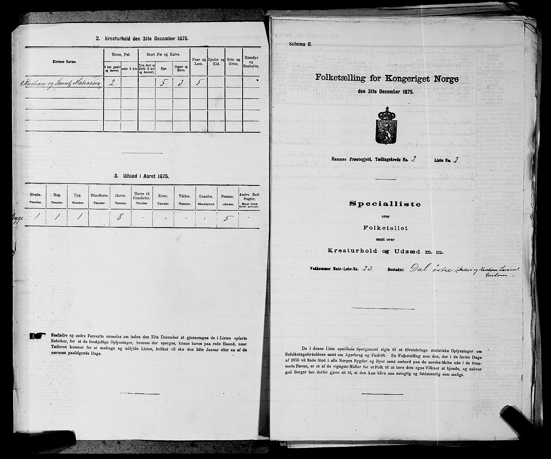 SAKO, 1875 census for 0718P Ramnes, 1875, p. 153