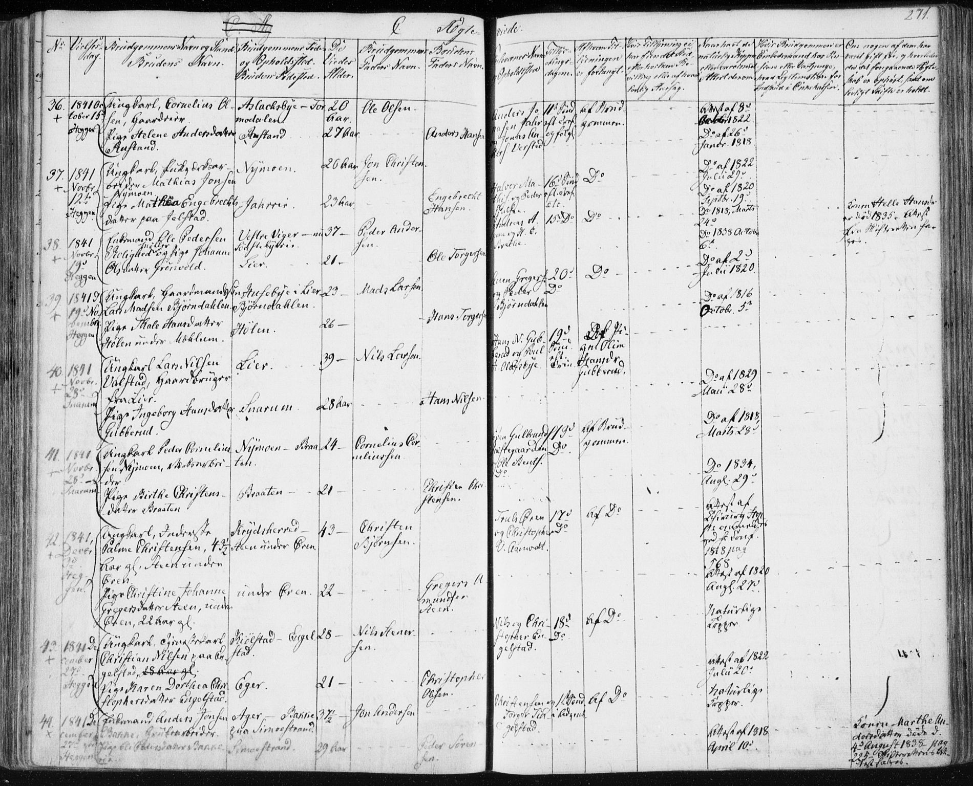 Modum kirkebøker, AV/SAKO-A-234/F/Fa/L0007: Parish register (official) no. 7, 1841-1850, p. 271