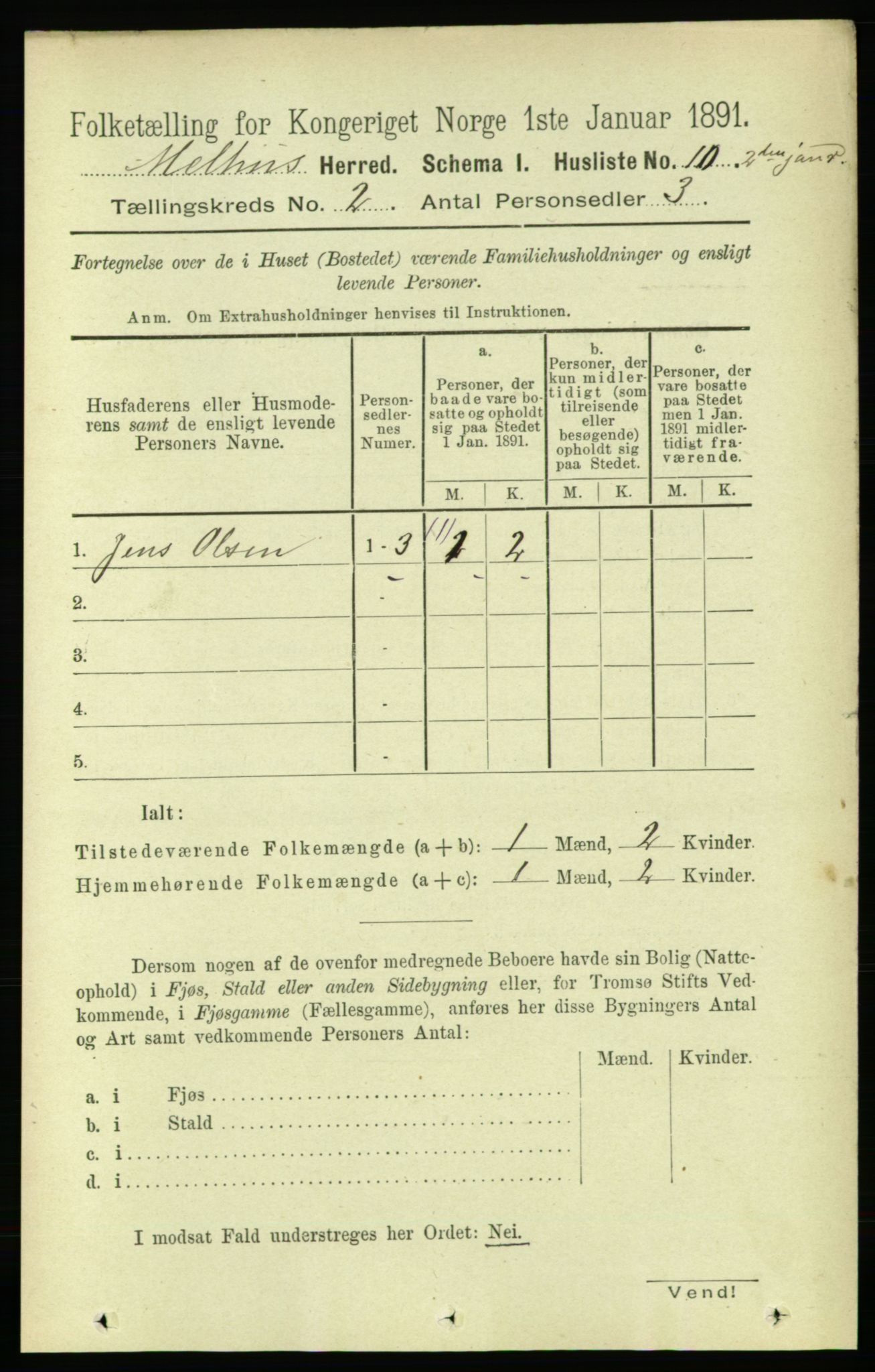 RA, 1891 census for 1653 Melhus, 1891, p. 643