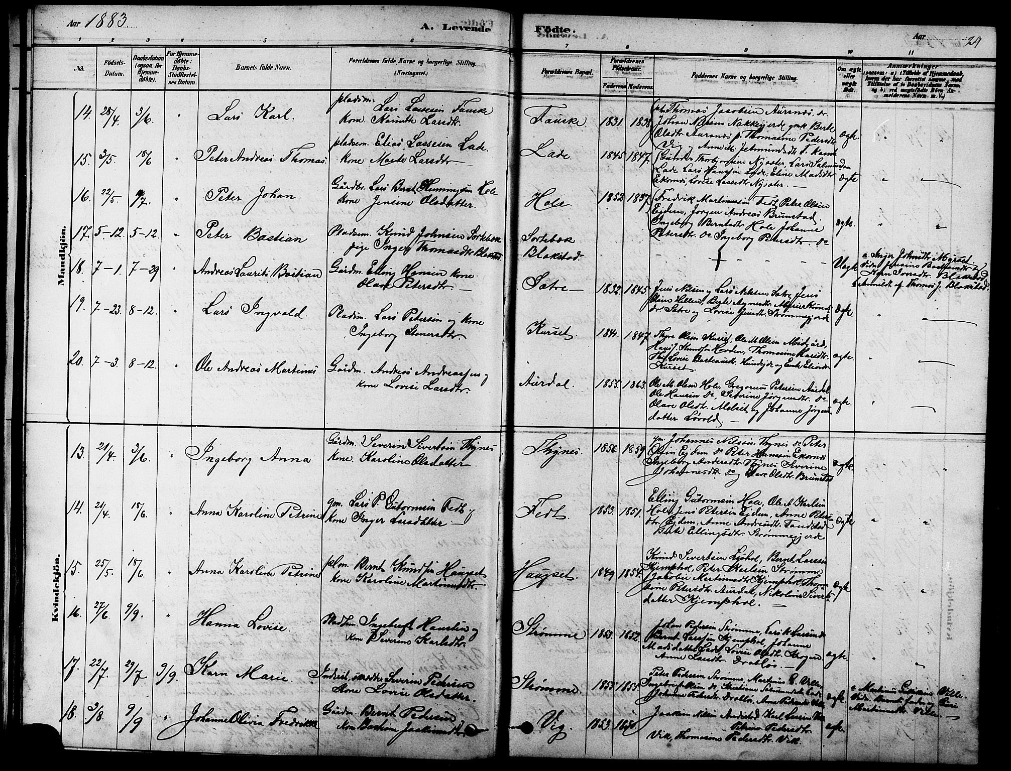 Ministerialprotokoller, klokkerbøker og fødselsregistre - Møre og Romsdal, SAT/A-1454/523/L0339: Parish register (copy) no. 523C02, 1878-1891, p. 29