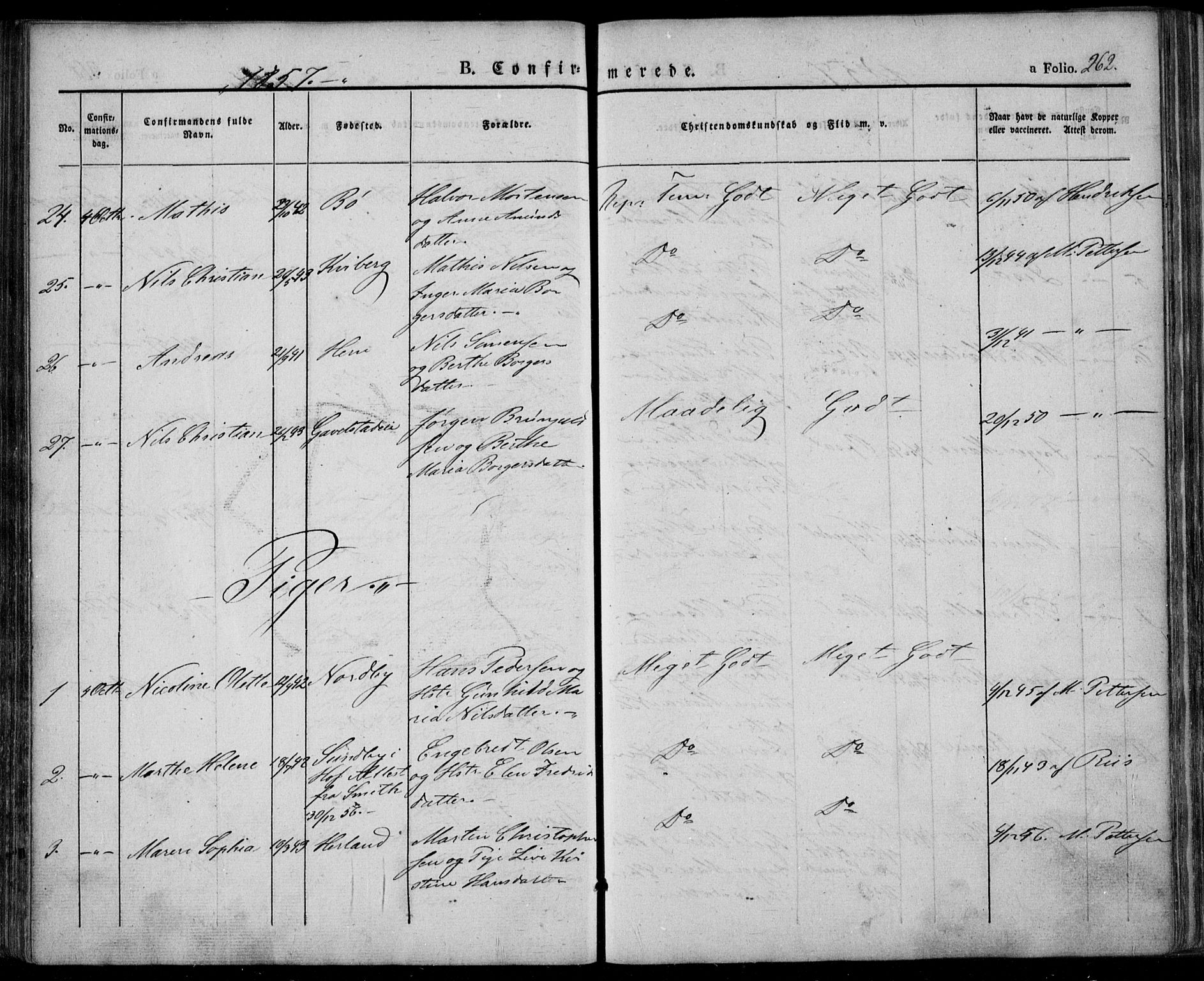 Lardal kirkebøker, SAKO/A-350/F/Fa/L0006: Parish register (official) no. I 6, 1835-1860, p. 262