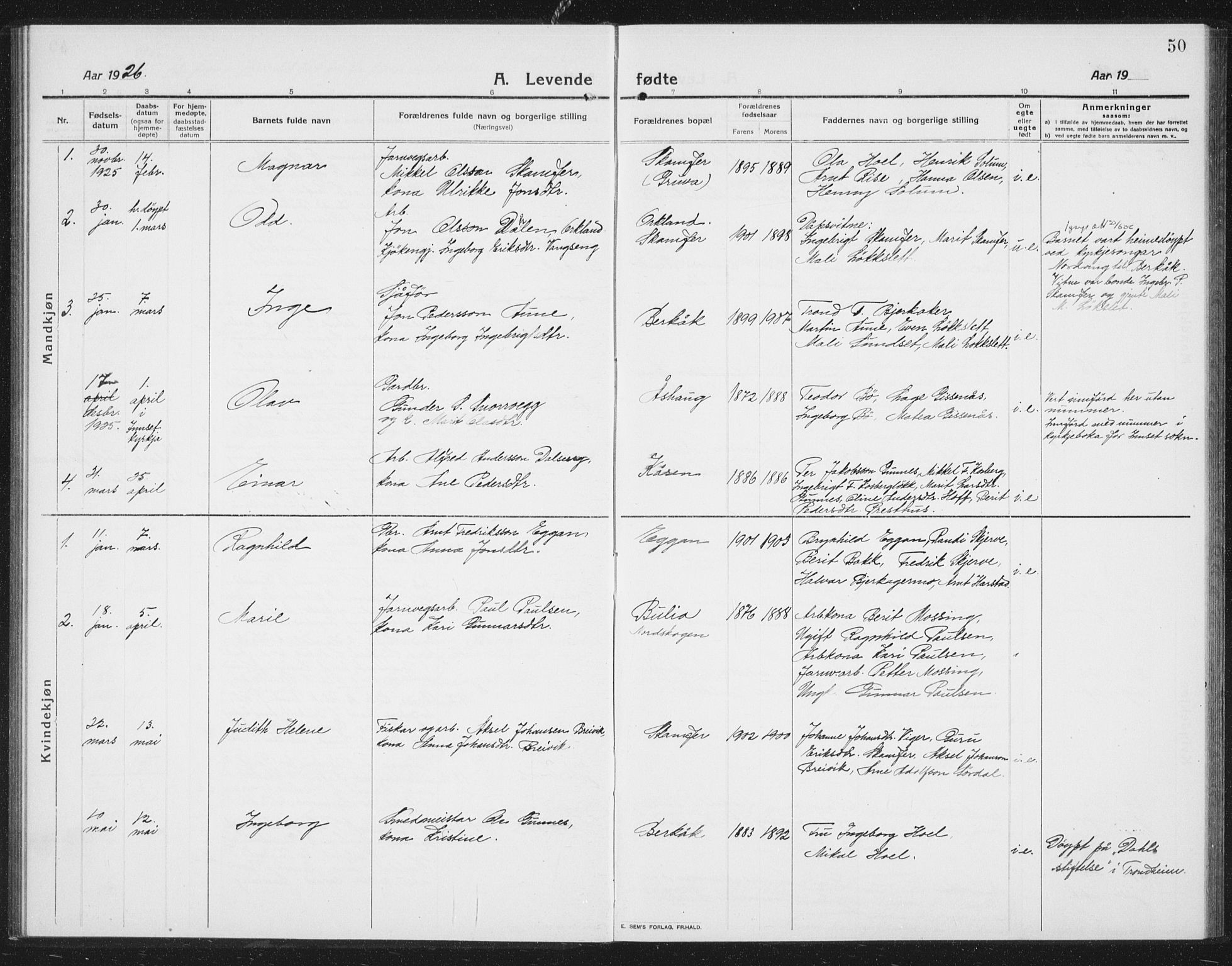 Ministerialprotokoller, klokkerbøker og fødselsregistre - Sør-Trøndelag, SAT/A-1456/675/L0888: Parish register (copy) no. 675C01, 1913-1935, p. 50