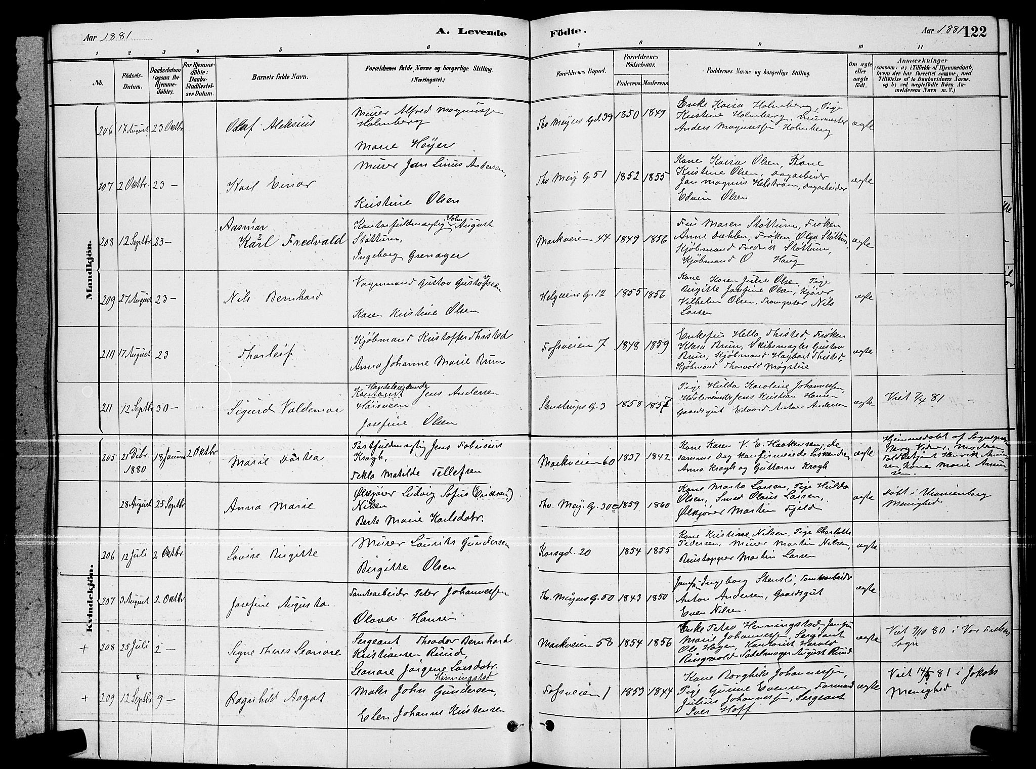Paulus prestekontor Kirkebøker, AV/SAO-A-10871/G/Ga/L0002: Parish register (copy) no. 2, 1879-1887, p. 122