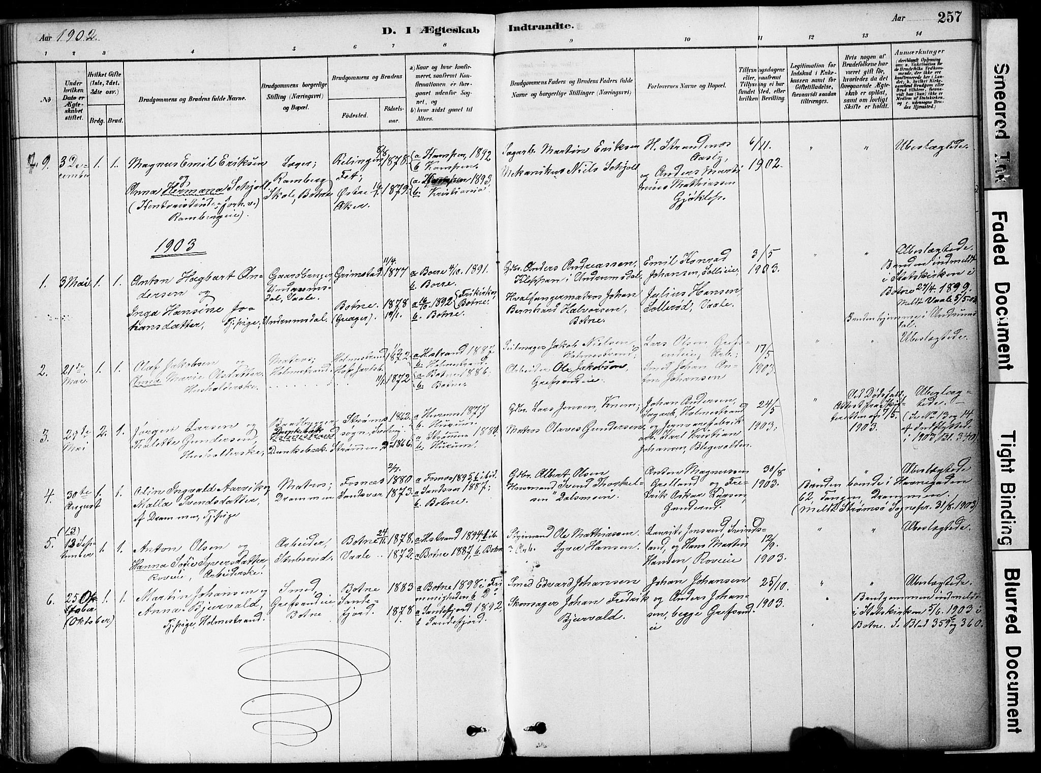 Botne kirkebøker, SAKO/A-340/F/Fa/L0007: Parish register (official) no. I 7, 1878-1910, p. 257