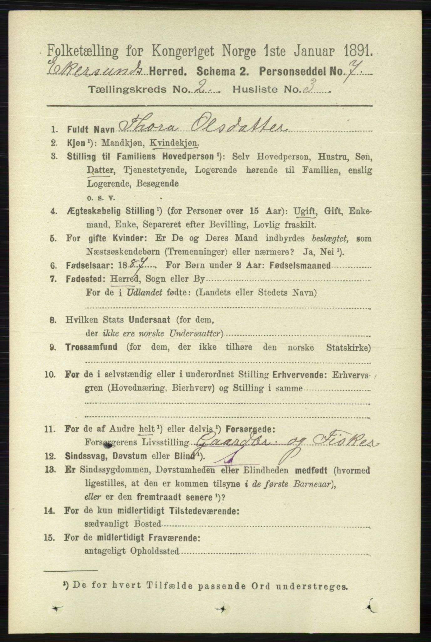 RA, 1891 census for 1116 Eigersund herred, 1891, p. 471