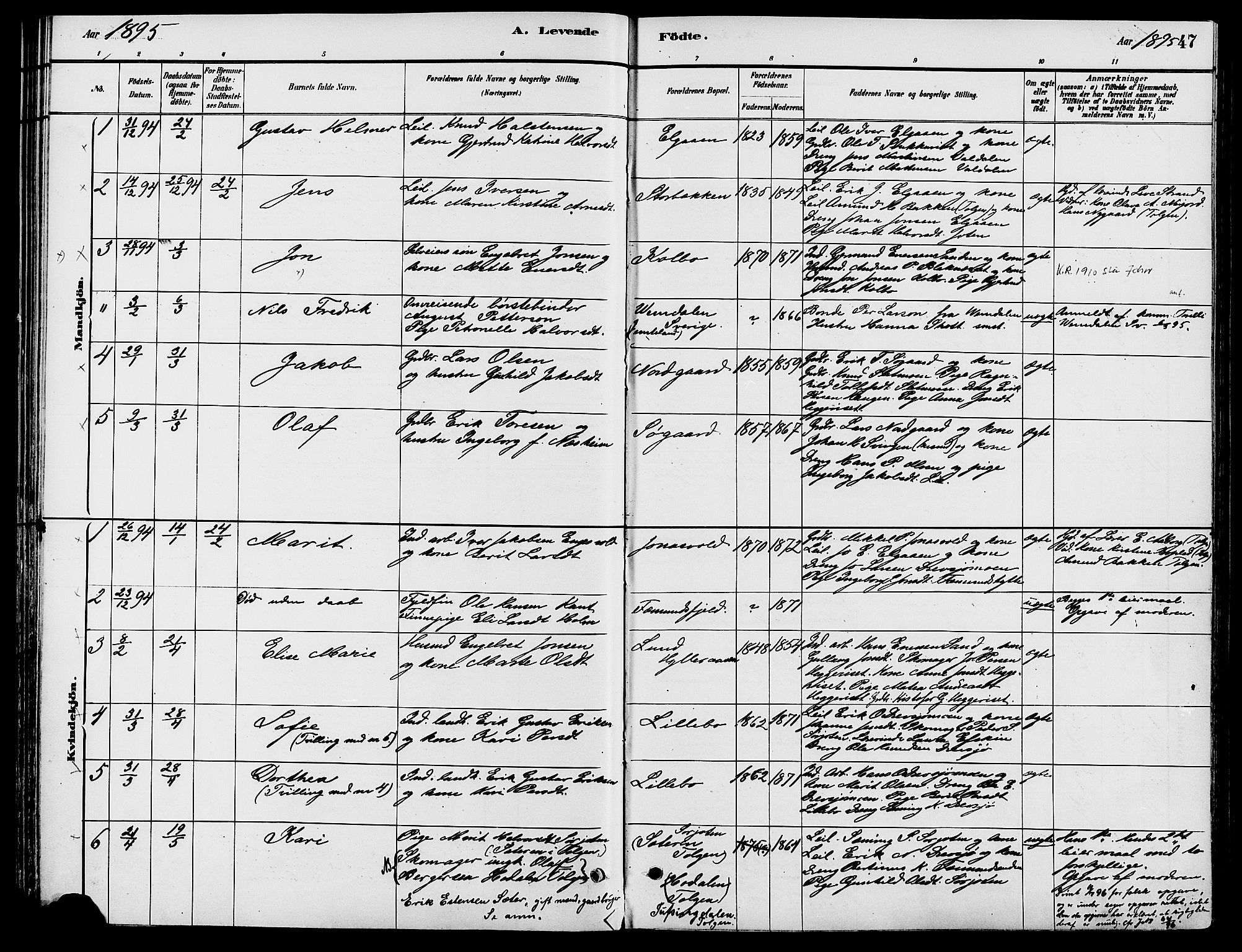 Engerdal prestekontor, AV/SAH-PREST-048/H/Ha/Haa/L0001: Parish register (official) no. 1, 1881-1898, p. 47