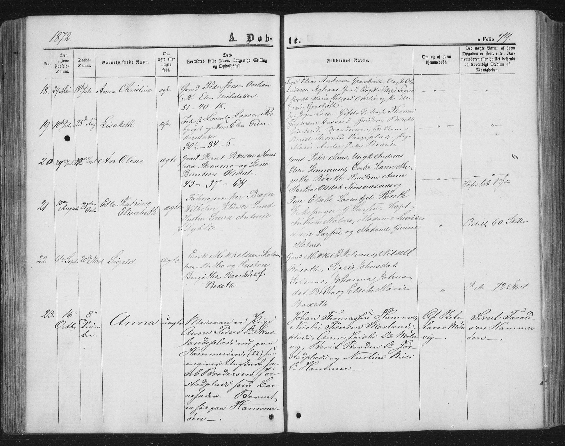 Ministerialprotokoller, klokkerbøker og fødselsregistre - Nord-Trøndelag, SAT/A-1458/749/L0472: Parish register (official) no. 749A06, 1857-1873, p. 79