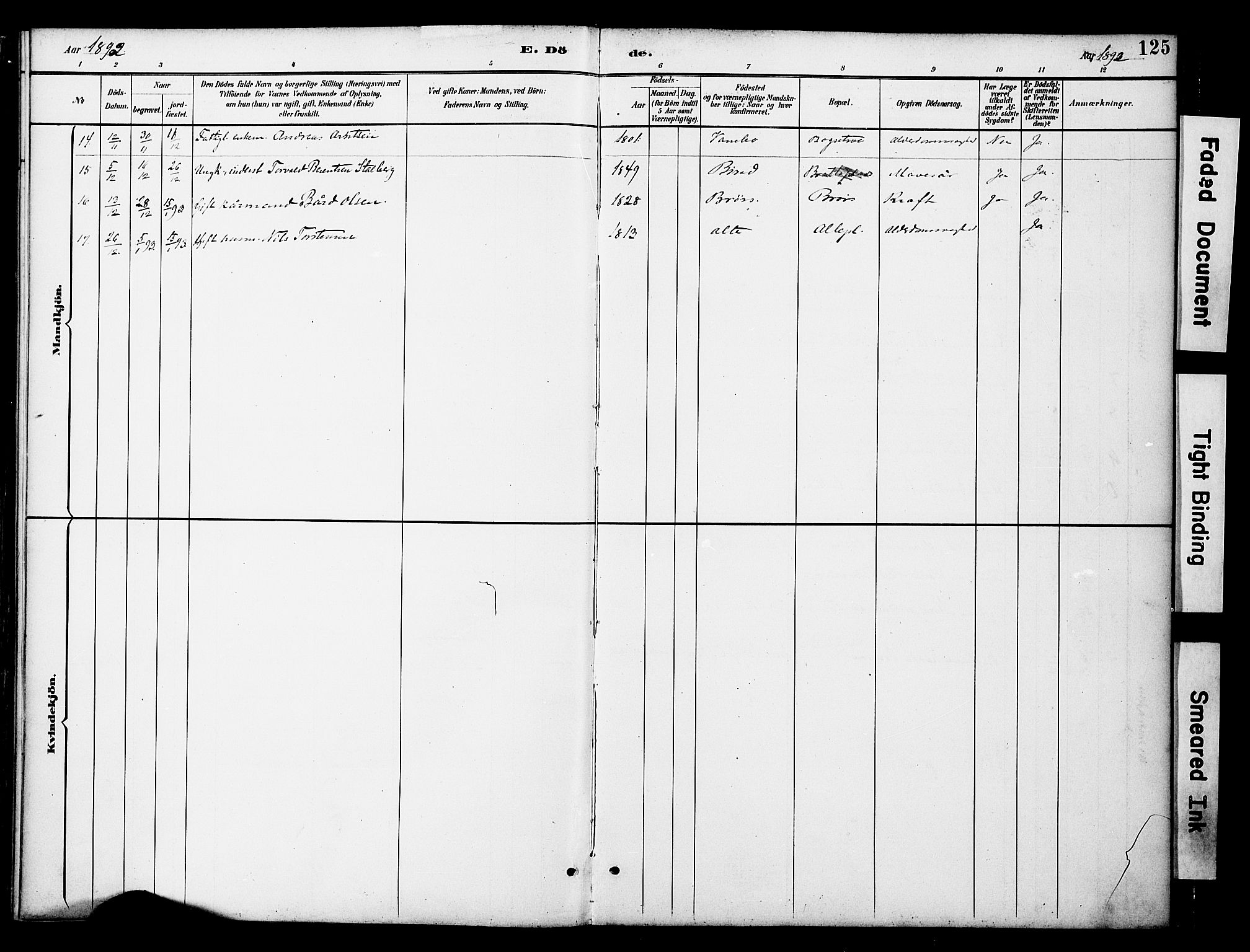 Ministerialprotokoller, klokkerbøker og fødselsregistre - Nord-Trøndelag, SAT/A-1458/742/L0409: Parish register (official) no. 742A02, 1891-1905, p. 125