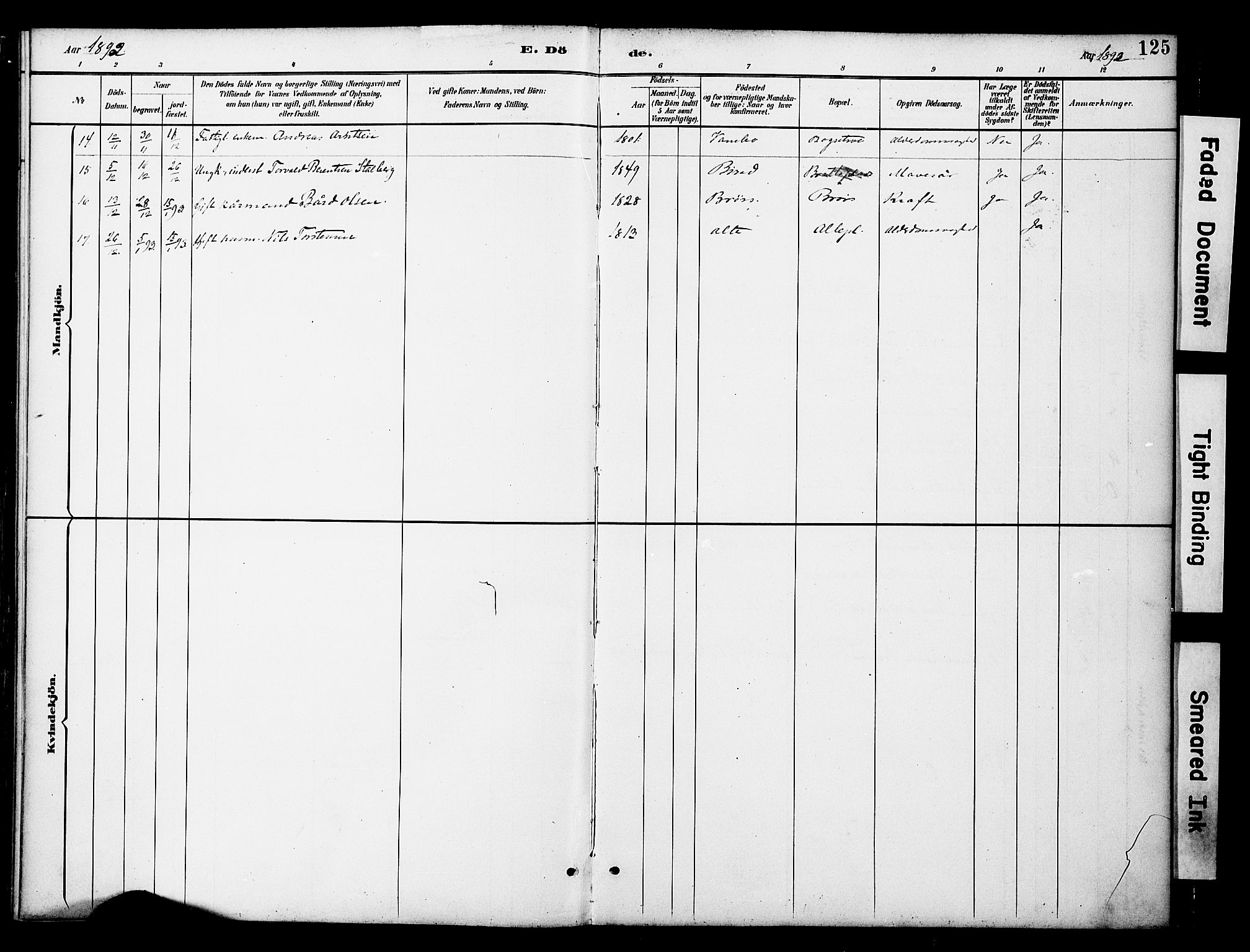 Ministerialprotokoller, klokkerbøker og fødselsregistre - Nord-Trøndelag, AV/SAT-A-1458/742/L0409: Parish register (official) no. 742A02, 1891-1905, p. 125