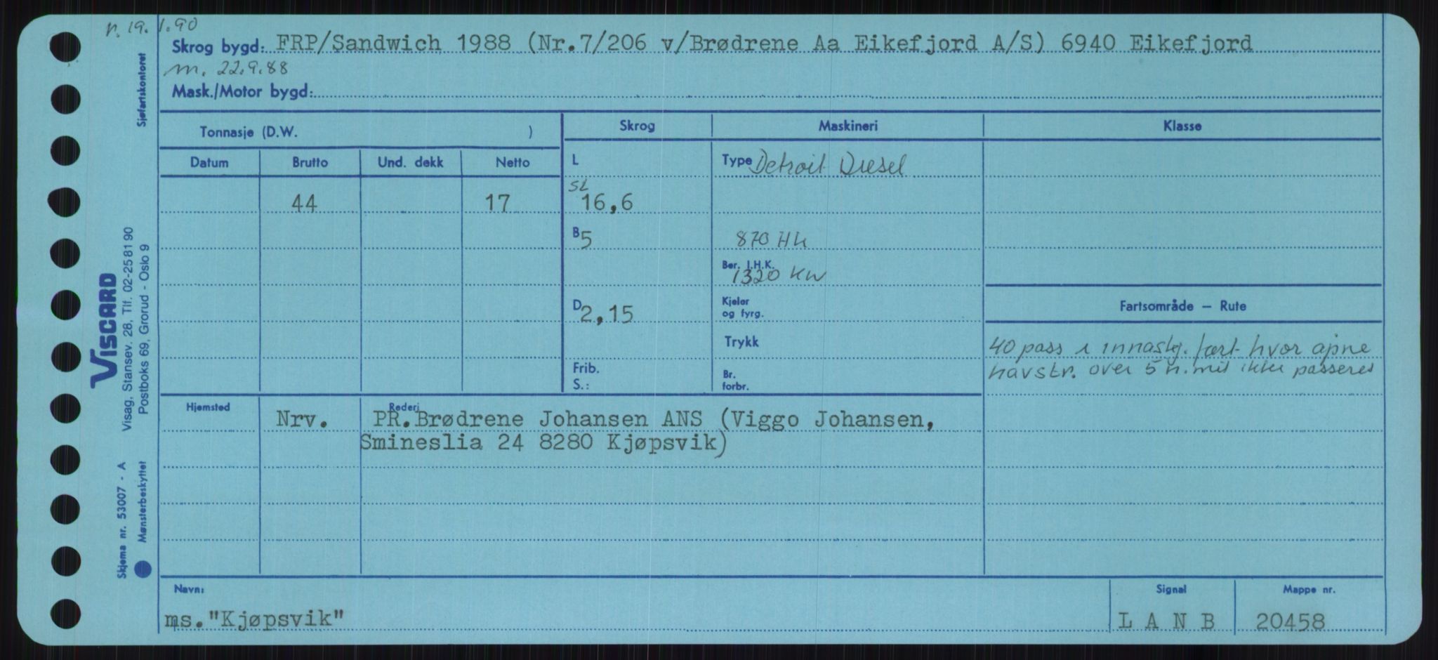 Sjøfartsdirektoratet med forløpere, Skipsmålingen, RA/S-1627/H/Ha/L0003/0001: Fartøy, Hilm-Mar / Fartøy, Hilm-Kol, p. 807