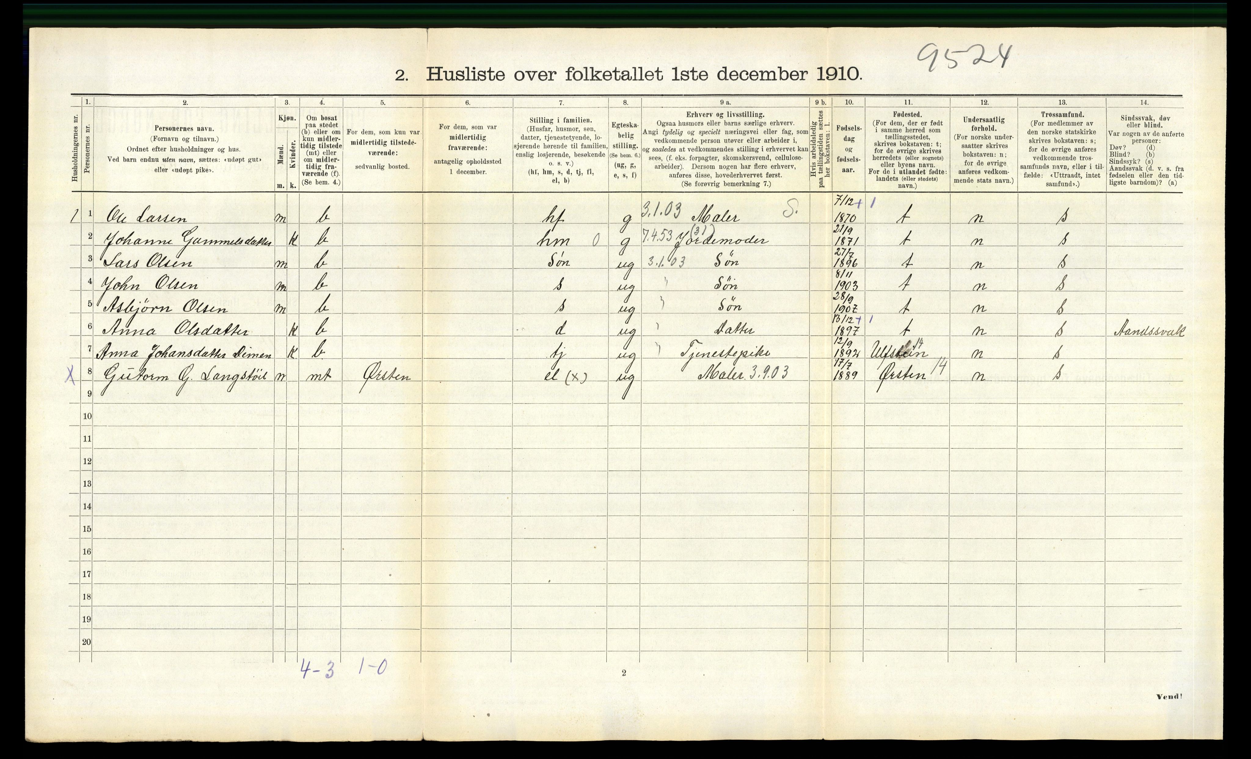 RA, 1910 census for Volda, 1910, p. 1529