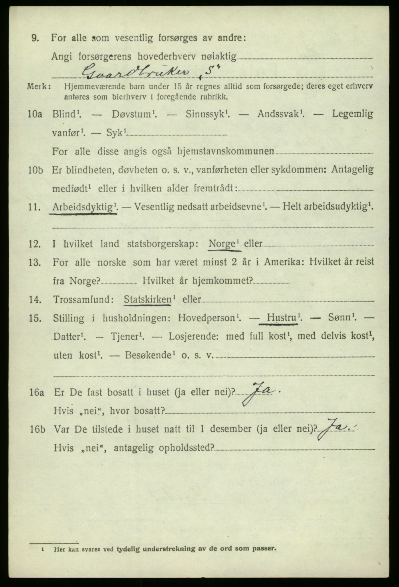 SAB, 1920 census for Hyllestad, 1920, p. 2361