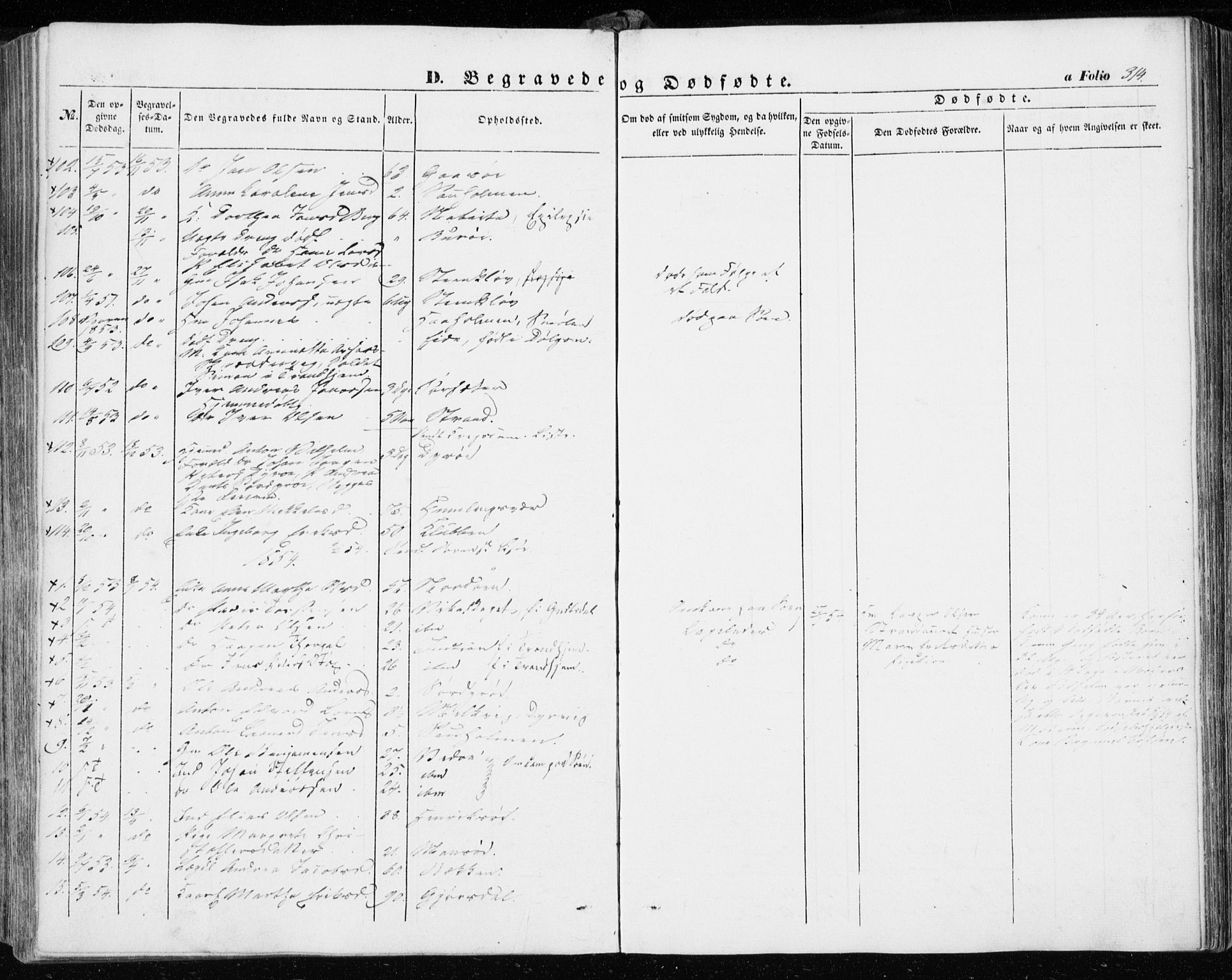 Ministerialprotokoller, klokkerbøker og fødselsregistre - Sør-Trøndelag, SAT/A-1456/634/L0530: Parish register (official) no. 634A06, 1852-1860, p. 314