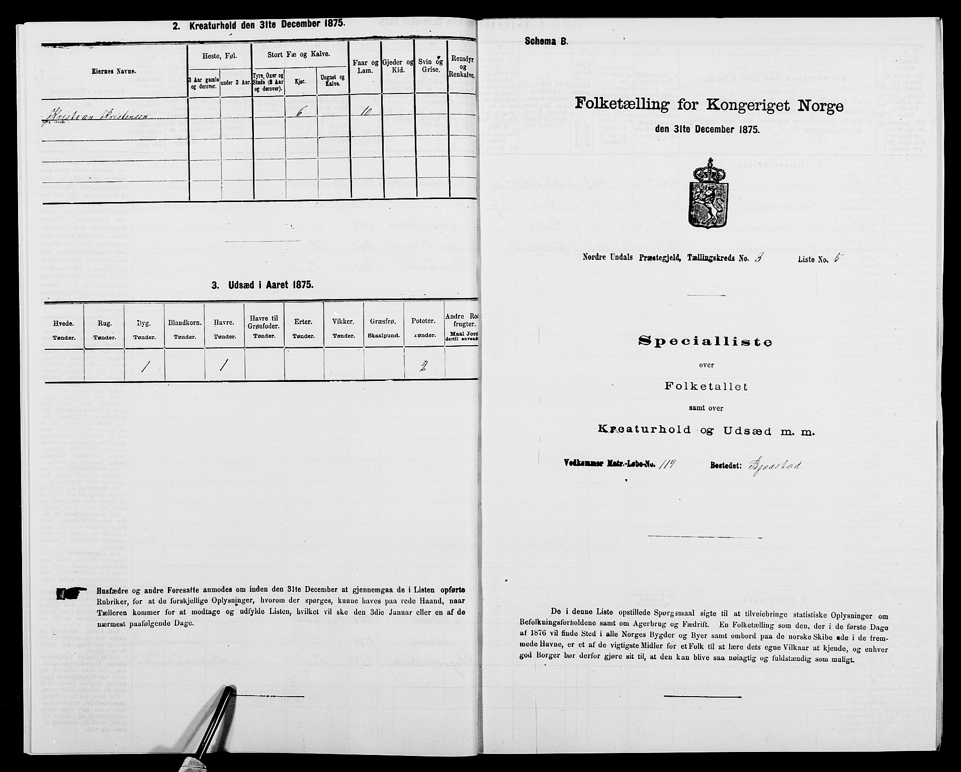 SAK, 1875 census for 1028P Nord-Audnedal, 1875, p. 259