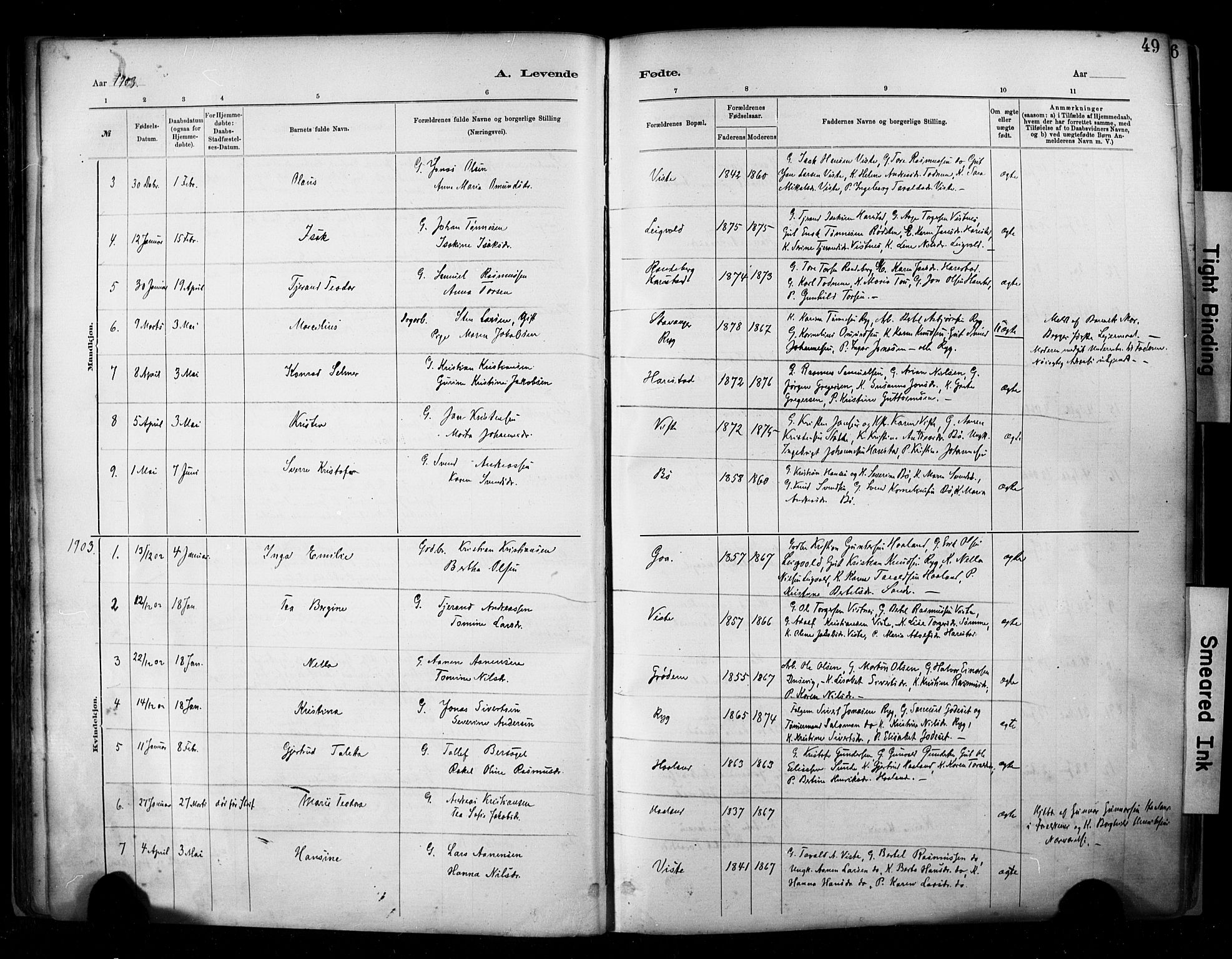 Hetland sokneprestkontor, SAST/A-101826/30/30BA/L0009: Parish register (official) no. A 9, 1882-1918, p. 49