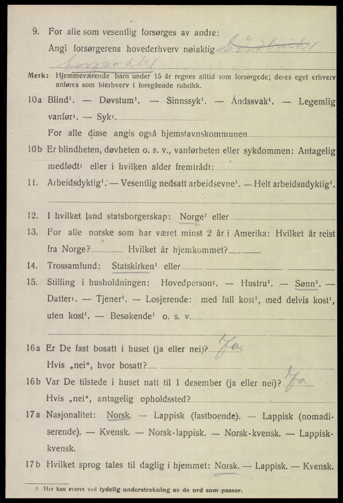 SAT, 1920 census for Vikna, 1920, p. 5002