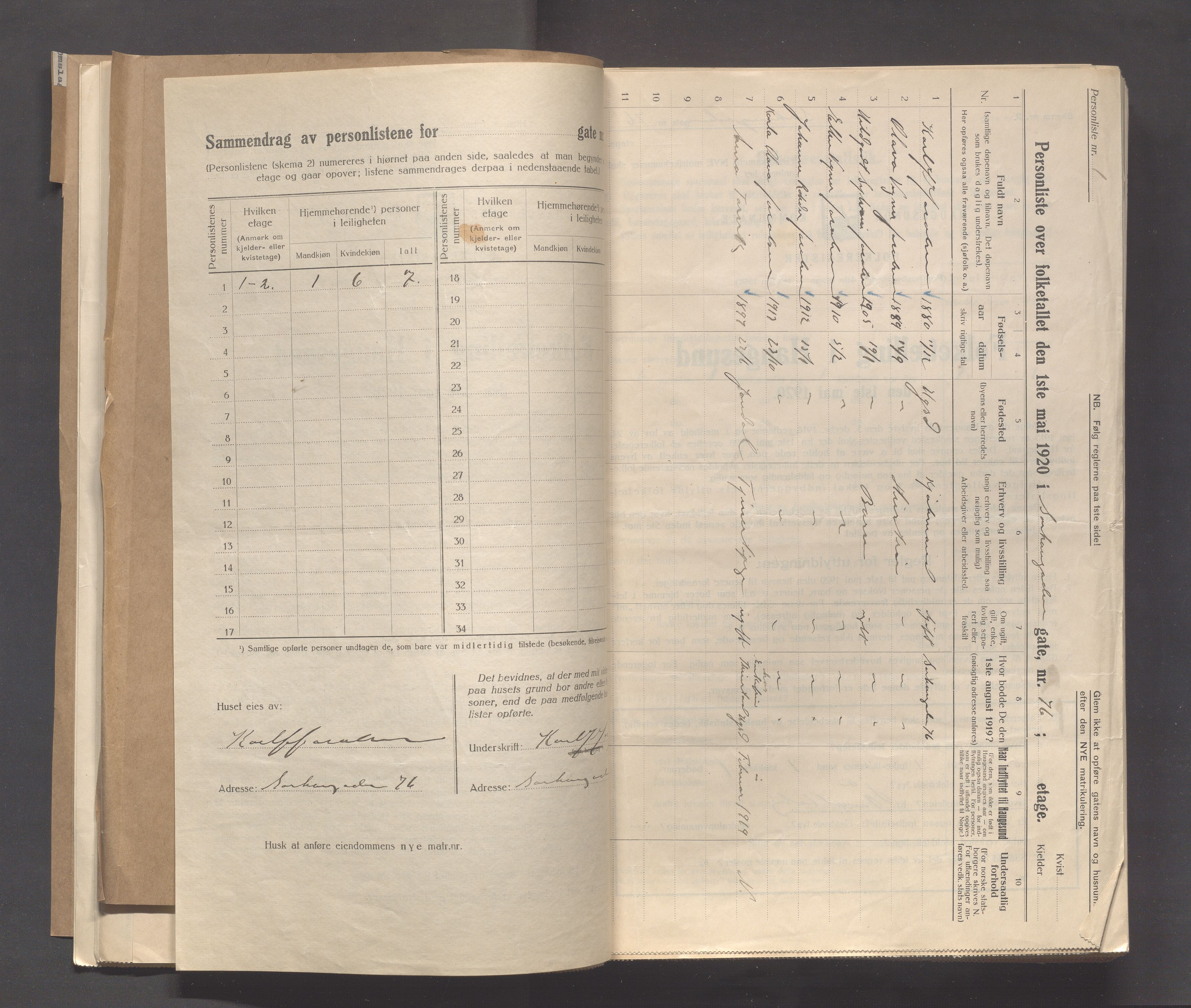 IKAR, Local census 1.5.1920 for Haugesund, 1920, p. 4746