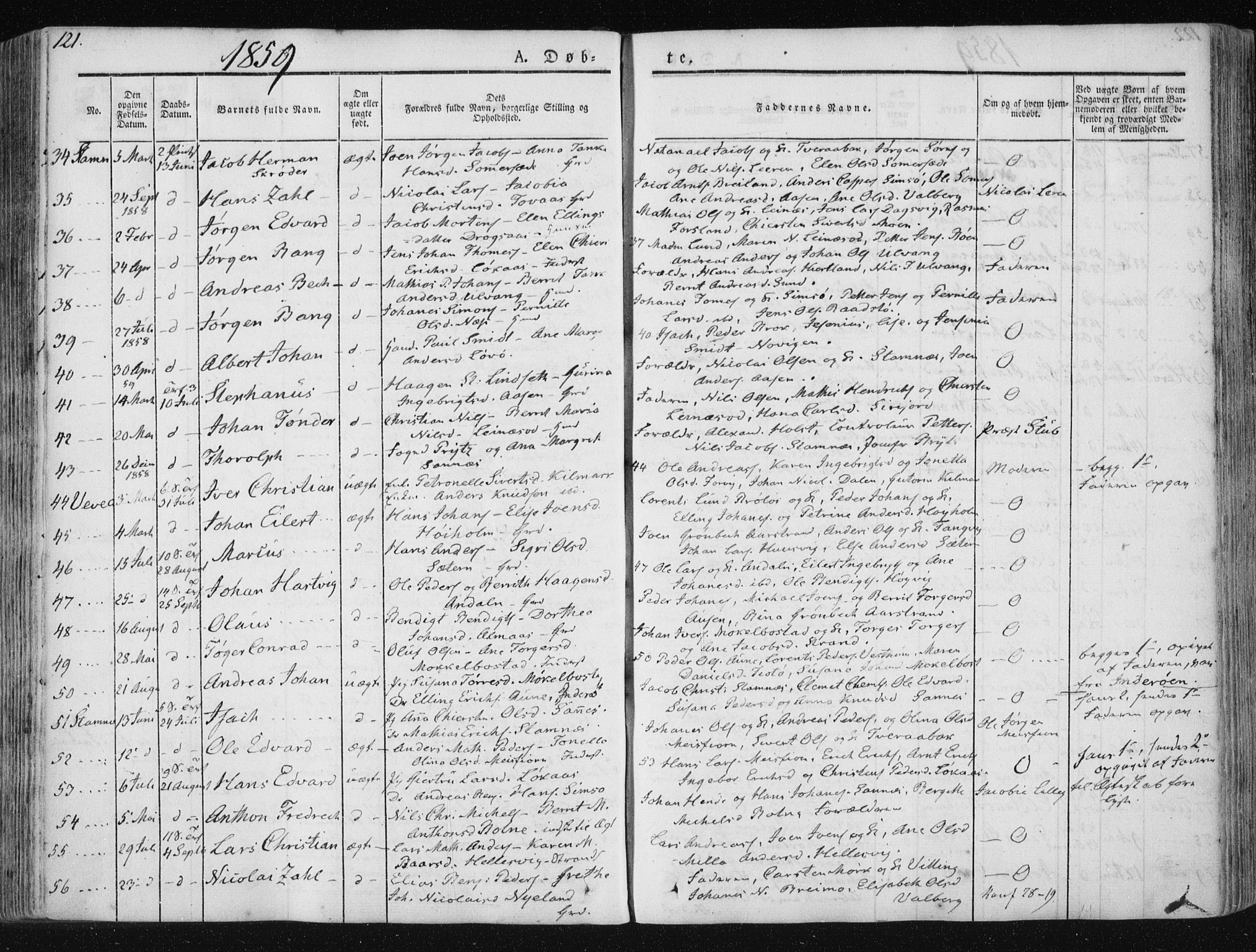 Ministerialprotokoller, klokkerbøker og fødselsregistre - Nordland, SAT/A-1459/830/L0446: Parish register (official) no. 830A10, 1831-1865, p. 121