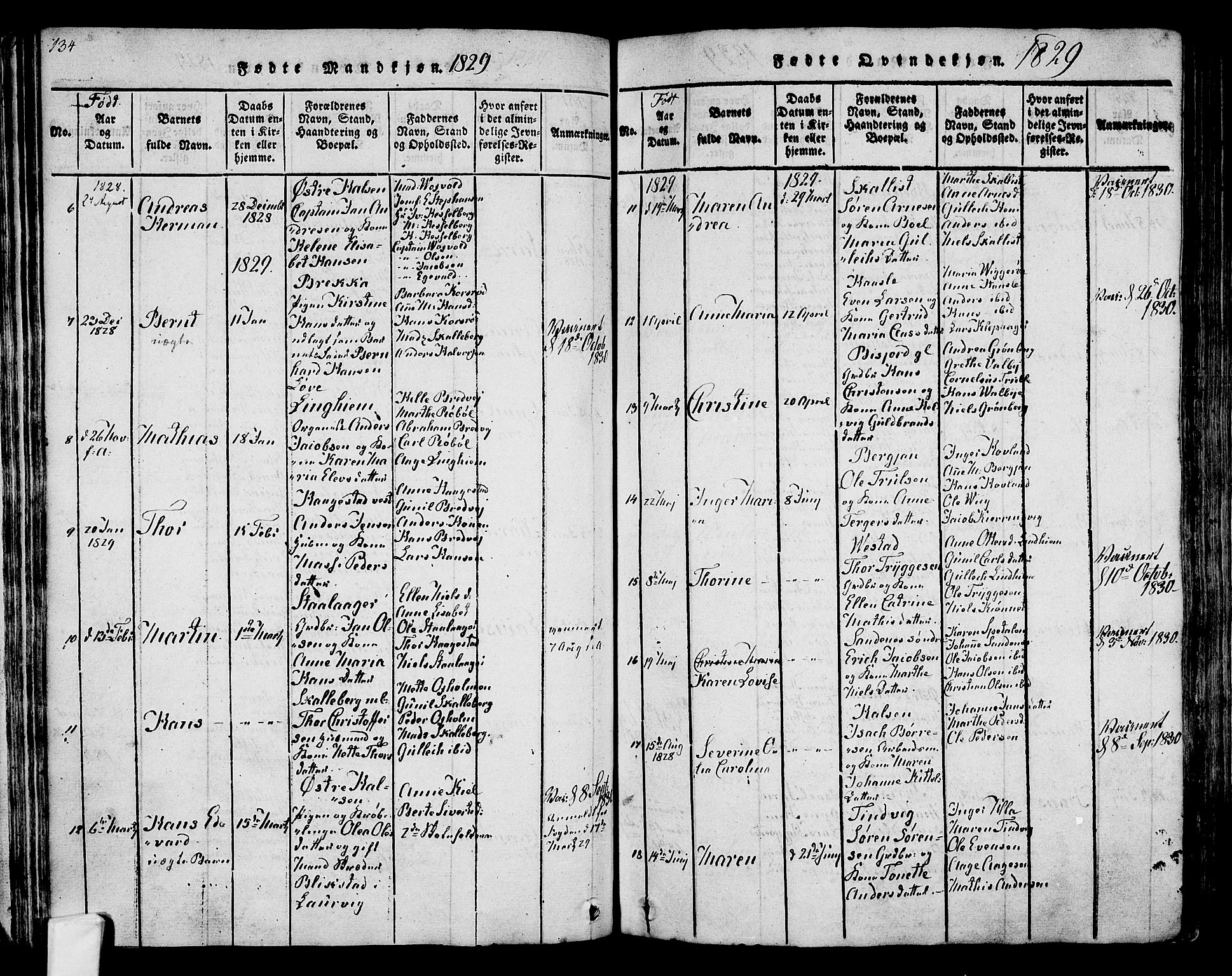Tjølling kirkebøker, SAKO/A-60/F/Fa/L0005: Parish register (official) no. 5, 1814-1836, p. 134-135