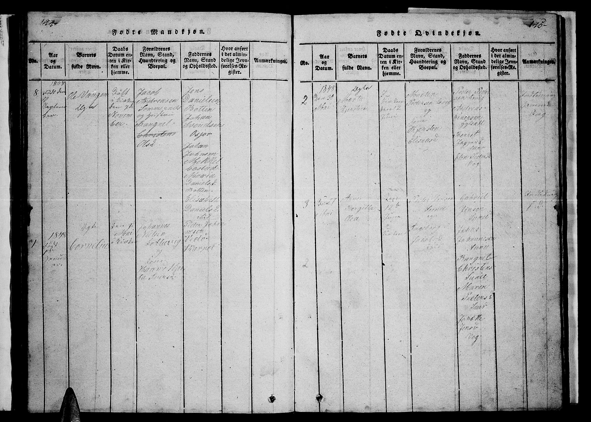 Ministerialprotokoller, klokkerbøker og fødselsregistre - Nordland, AV/SAT-A-1459/857/L0826: Parish register (copy) no. 857C01, 1821-1852, p. 144-145